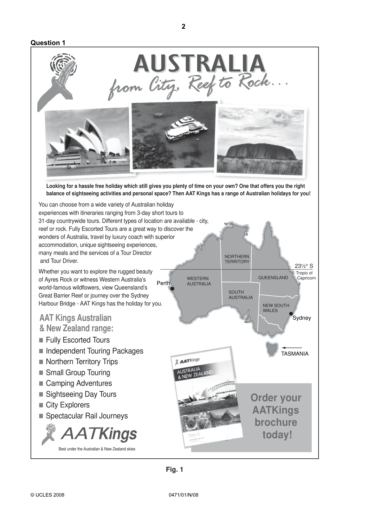 Cambridge IGCSE Travel and Tourism 0471 2008 Oct/Nov Paper 1 · Variant 1 question paper, page 2 of 16