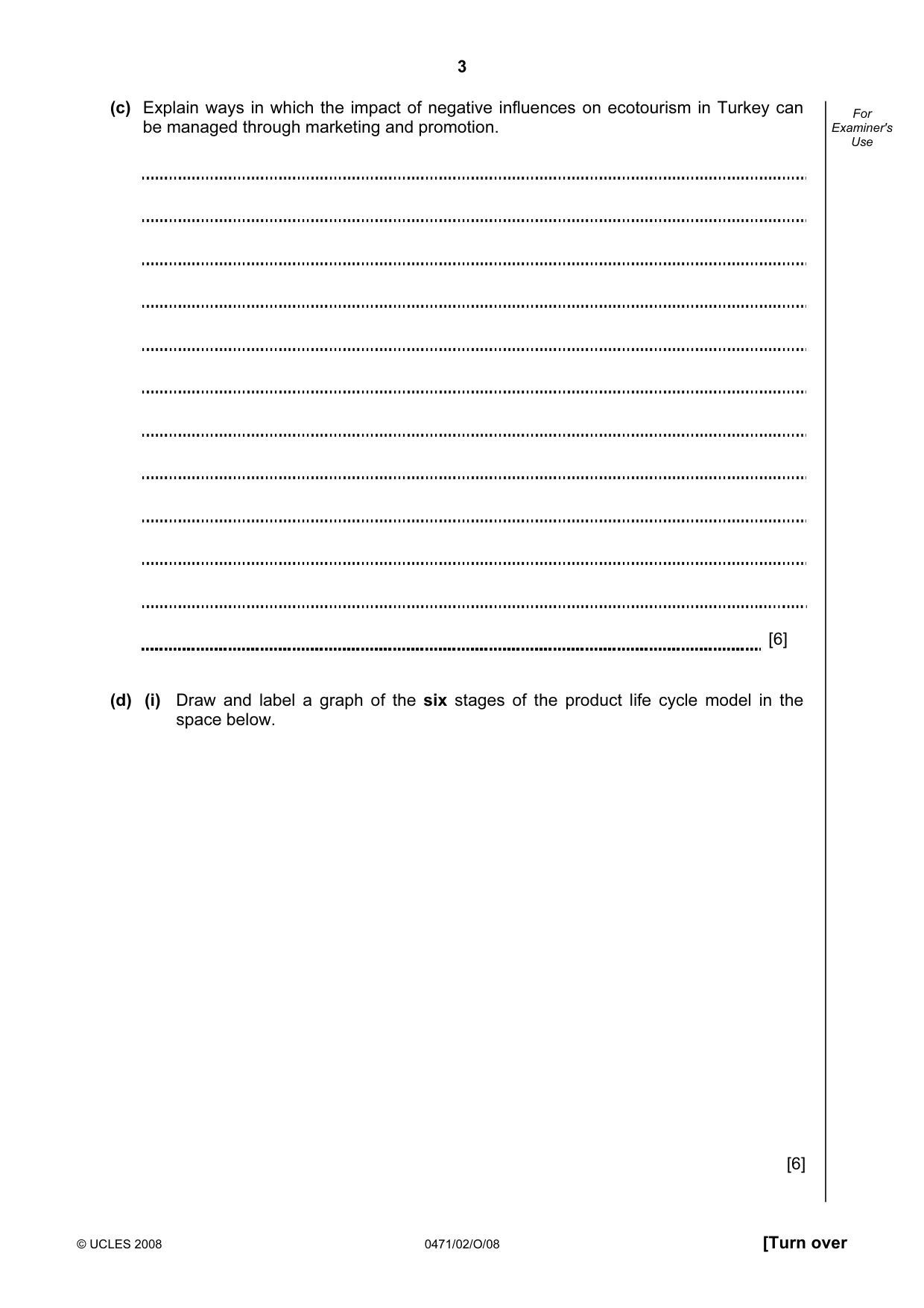Cambridge IGCSE Travel and Tourism 0471 2008 Oct/Nov Paper 2 · Variant 1 question paper, page 3 of 16