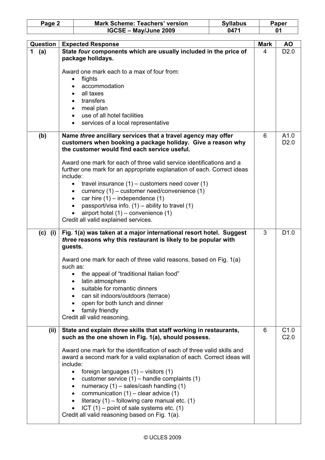 Mark scheme, page 2 of 8