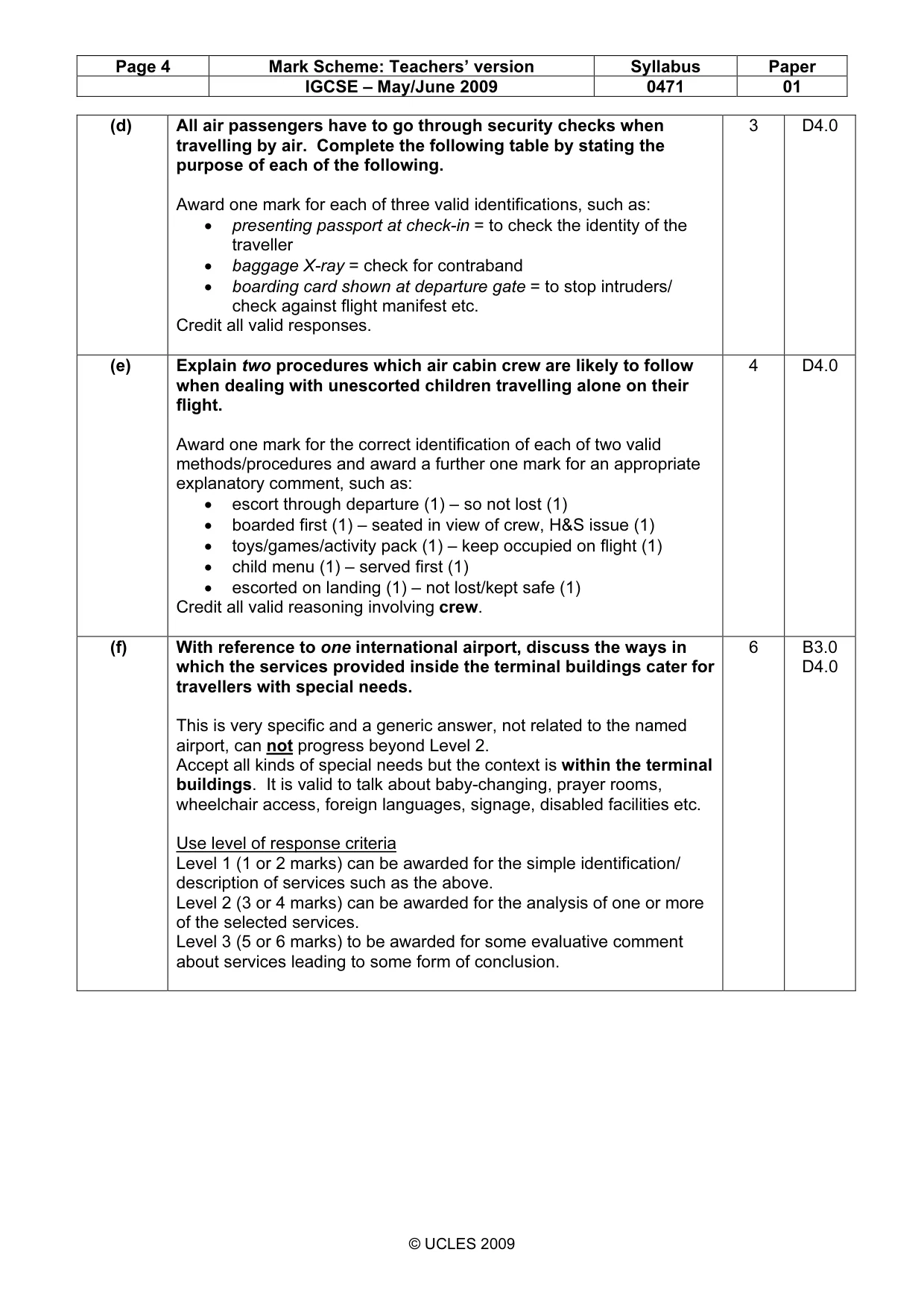 Mark scheme, page 4 of 8
