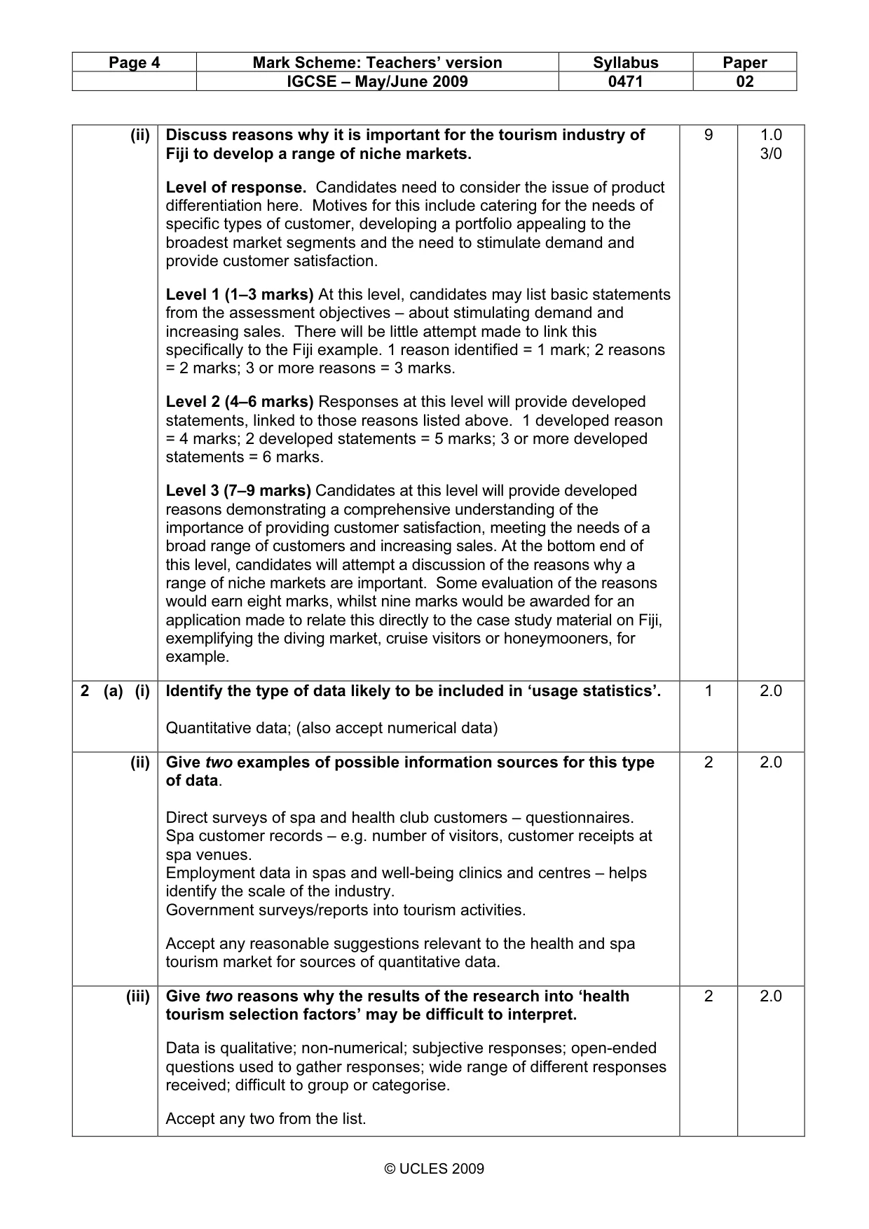 Mark scheme, page 4 of 10