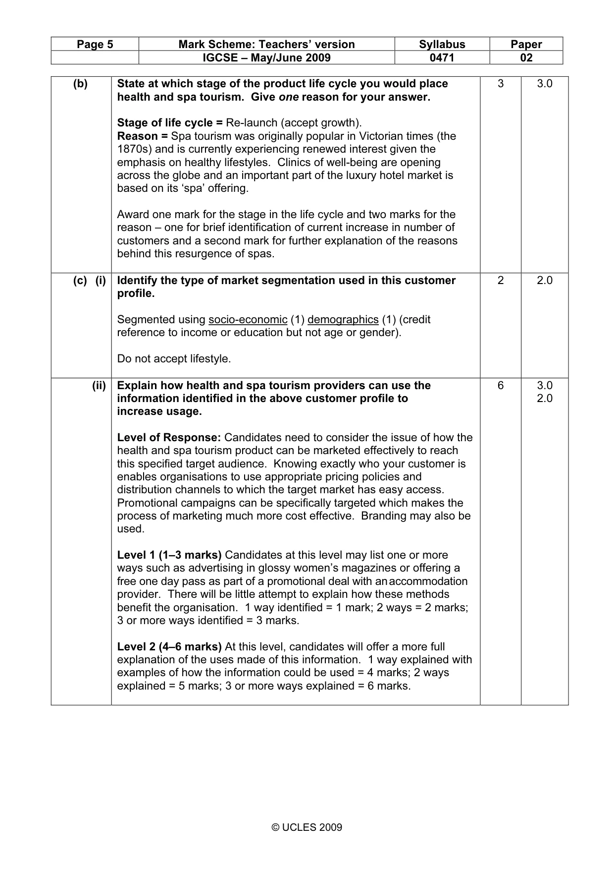 Mark scheme, page 5 of 10