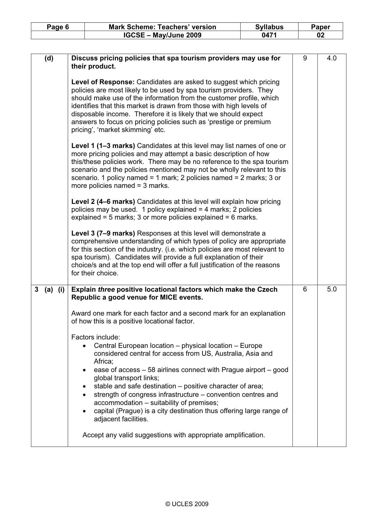 Mark scheme, page 6 of 10