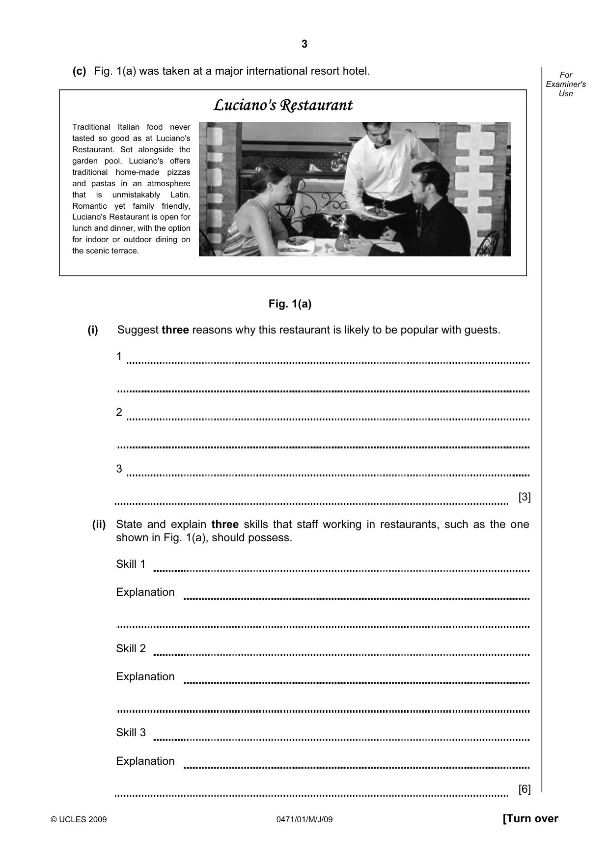 Cambridge IGCSE Travel and Tourism 0471 2009 May/June Paper 1 · Variant 1 question paper, page 3 of 16