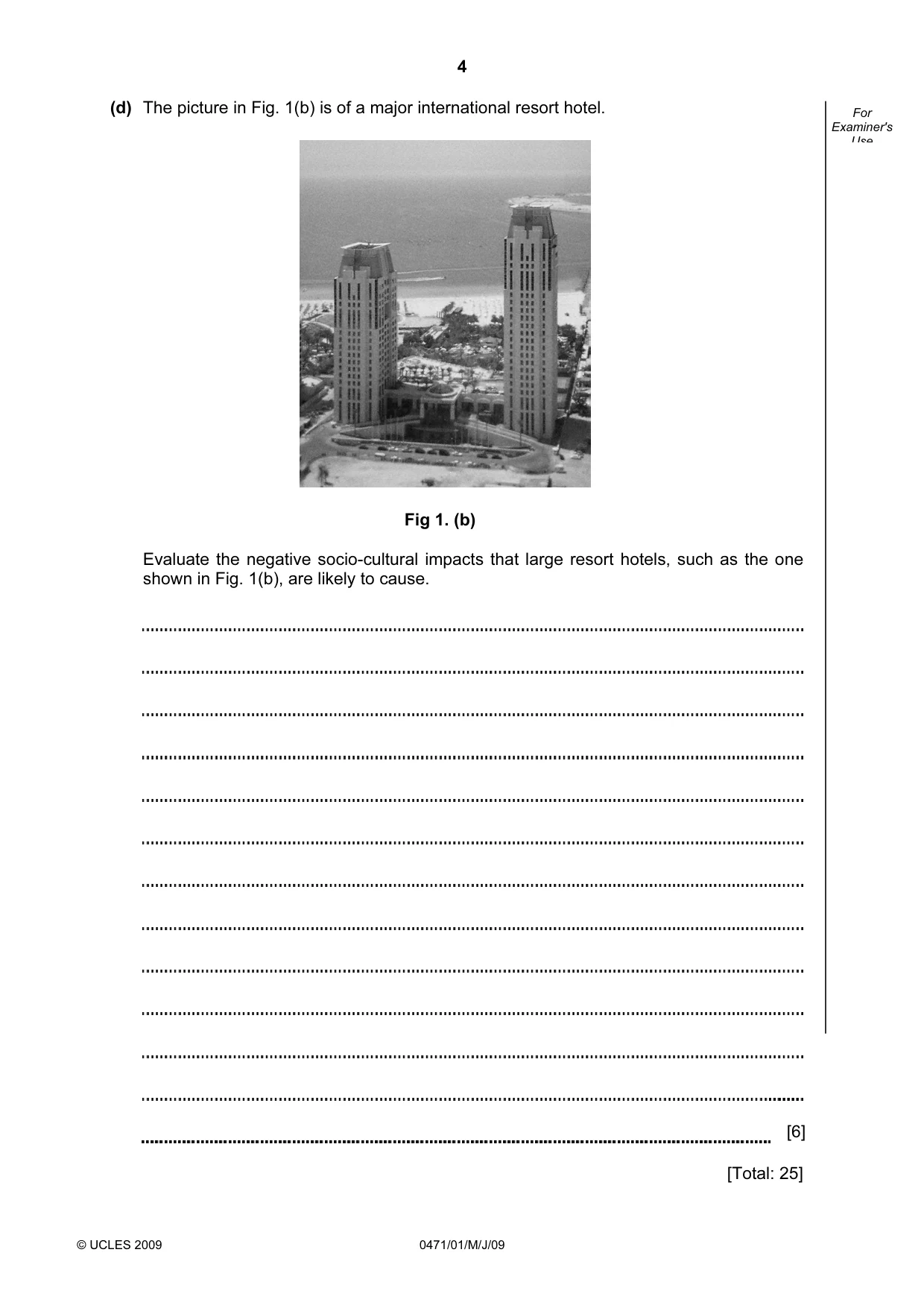 Cambridge IGCSE Travel and Tourism 0471 2009 May/June Paper 1 · Variant 1 question paper, page 4 of 16