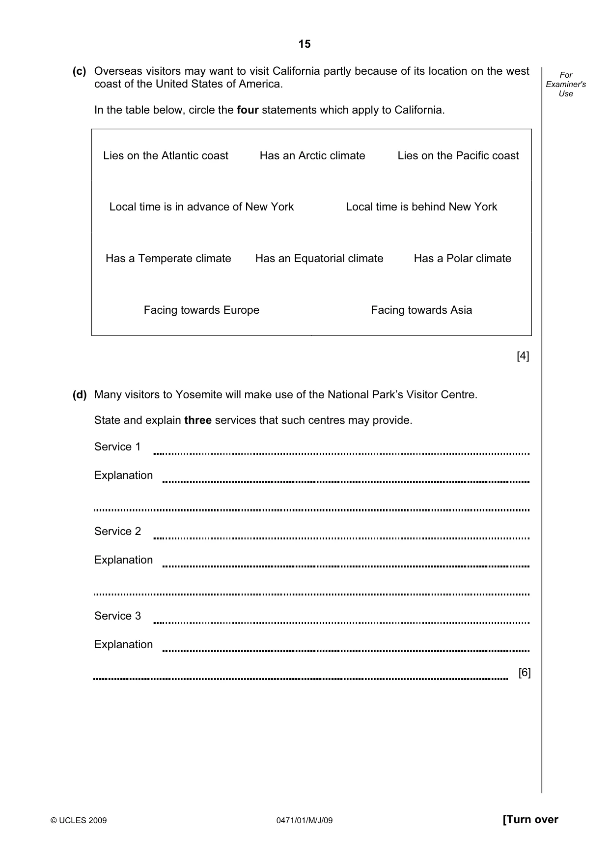 Cambridge IGCSE Travel and Tourism 0471 2009 May/June Paper 1 · Variant 1 question paper, page 15 of 16