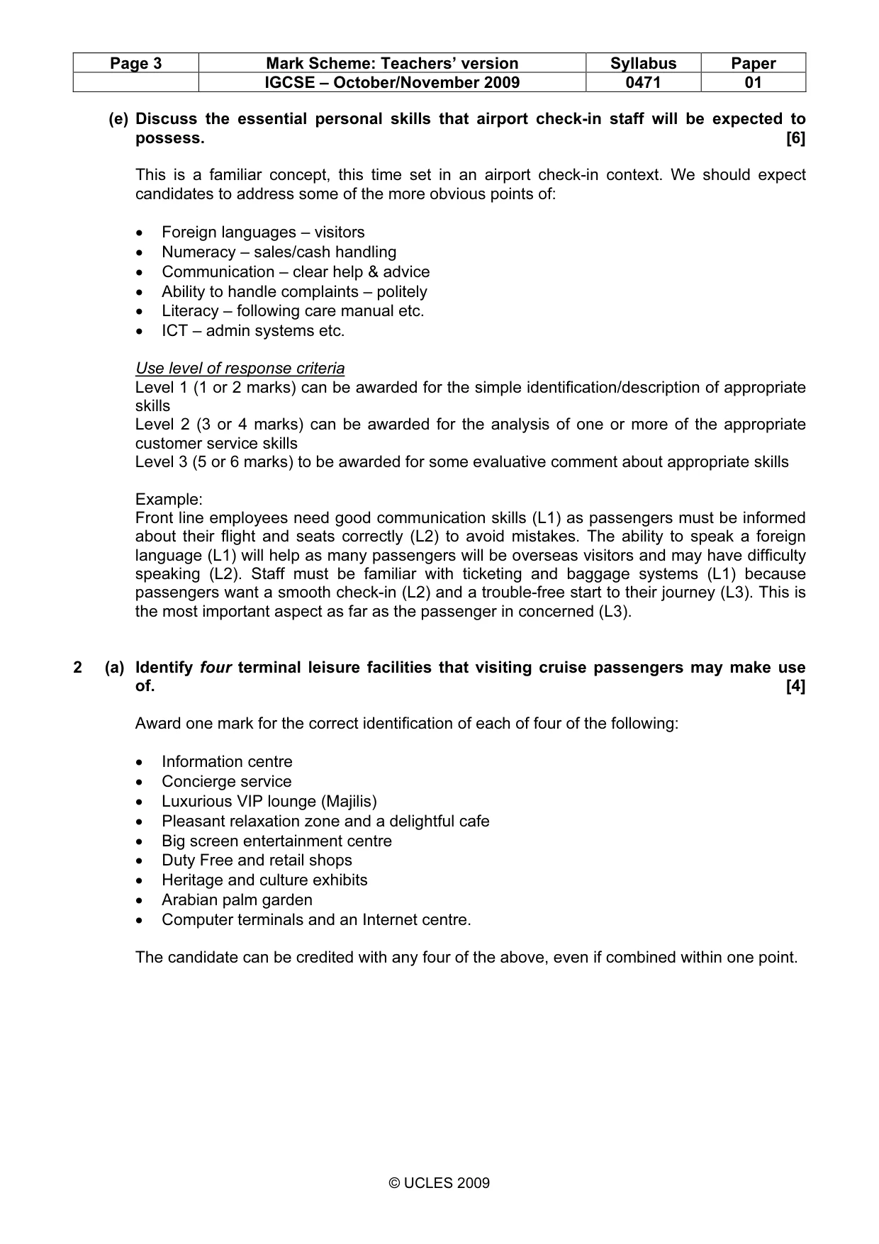Mark scheme, page 3 of 9