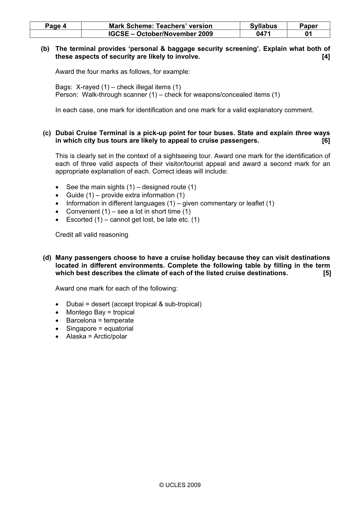 Mark scheme, page 4 of 9