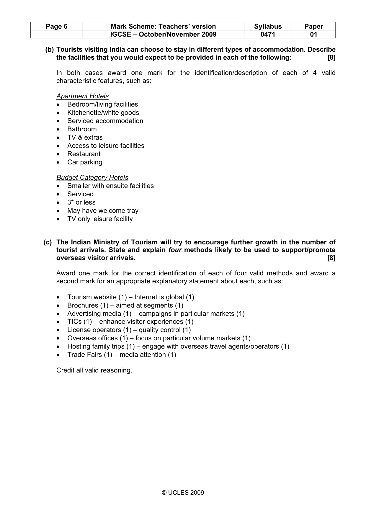 Mark scheme, page 6 of 9