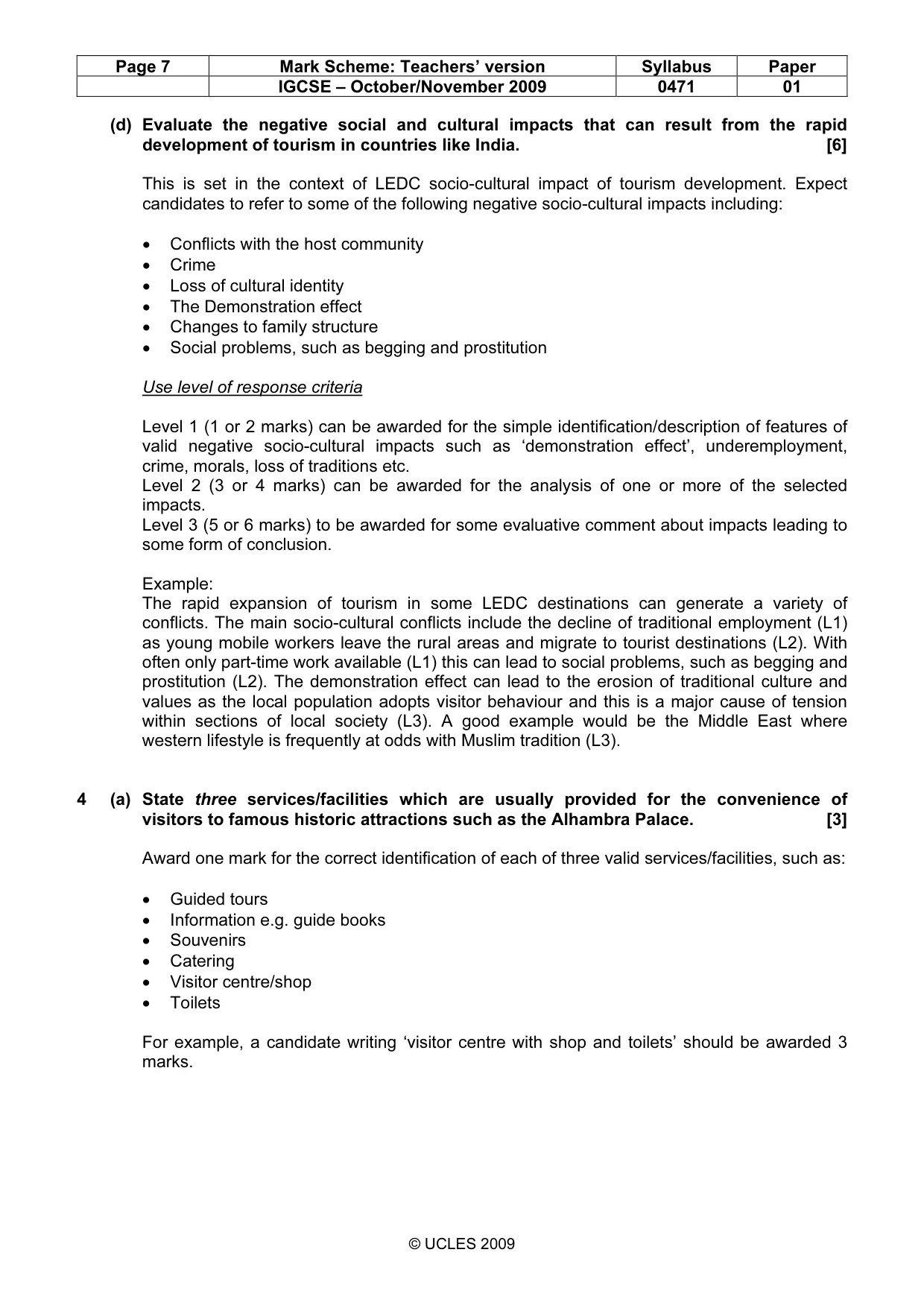 Mark scheme, page 7 of 9