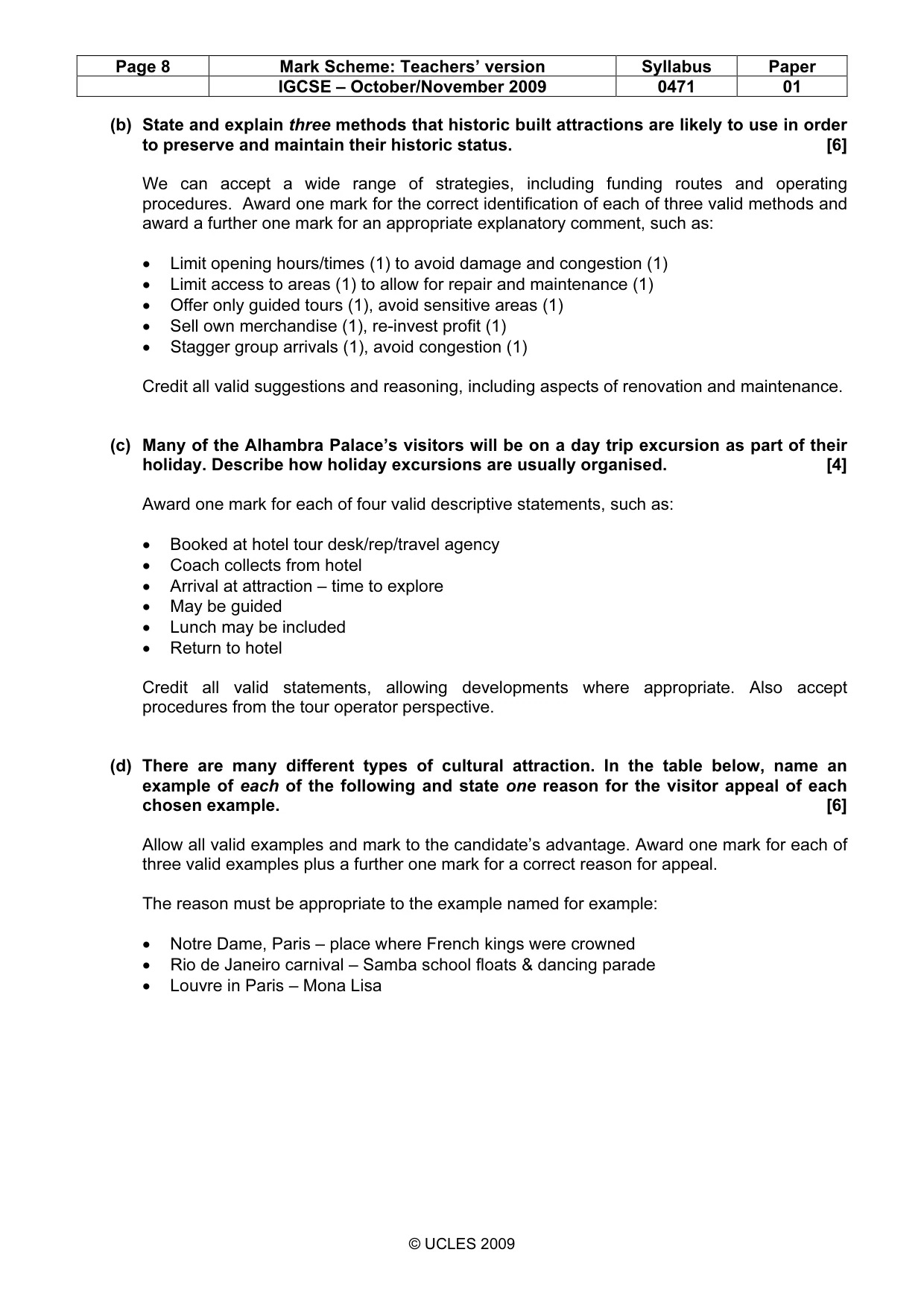Mark scheme, page 8 of 9