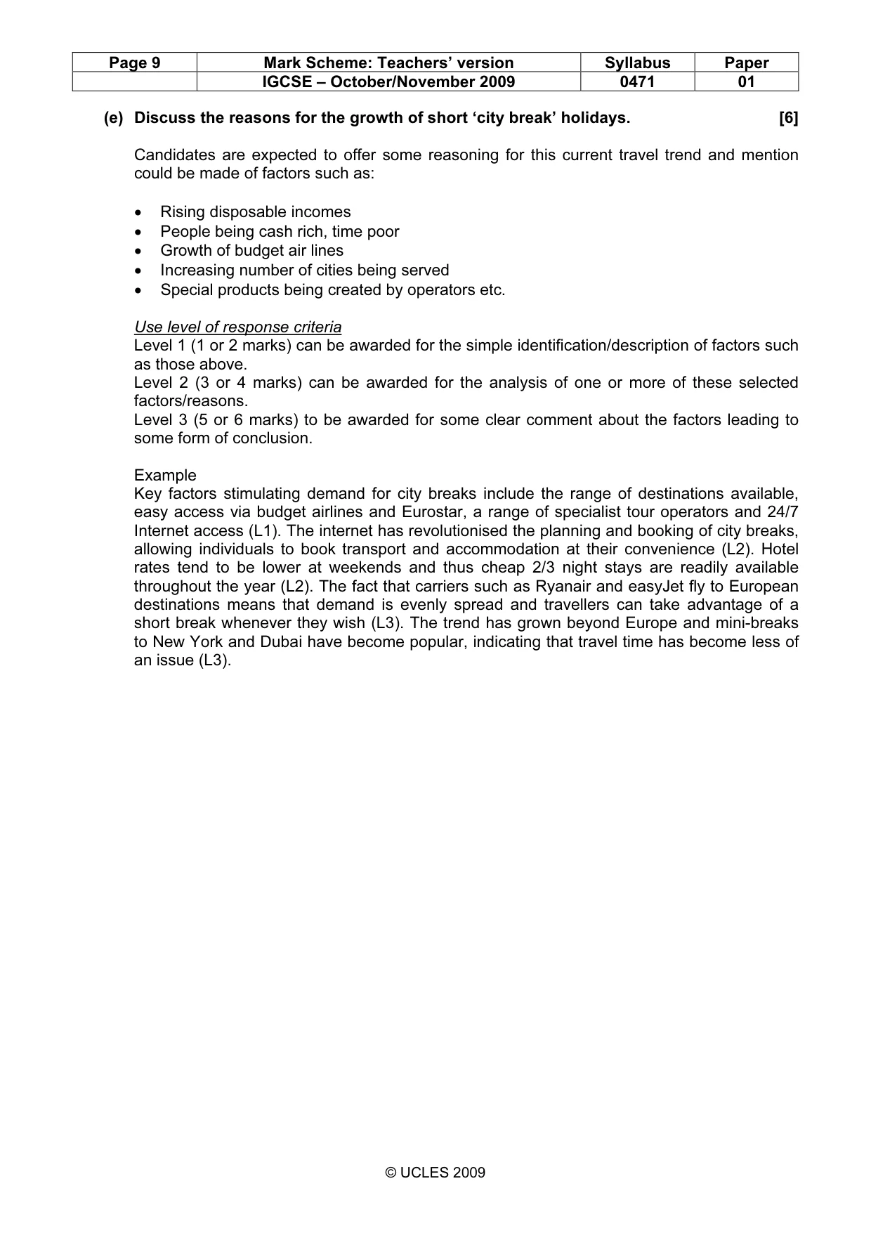 Mark scheme, page 9 of 9