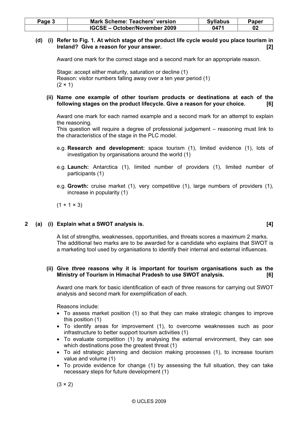 Mark scheme, page 3 of 8