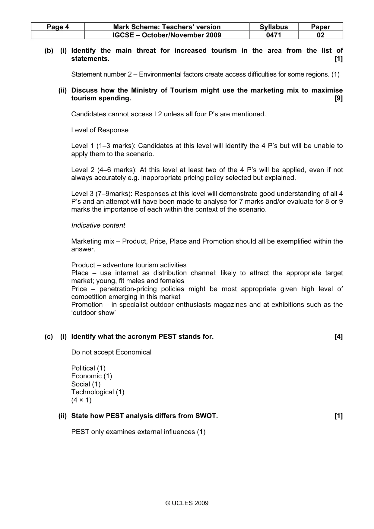 Mark scheme, page 4 of 8