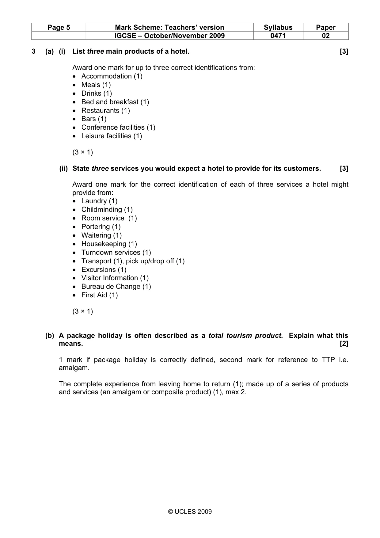 Mark scheme, page 5 of 8