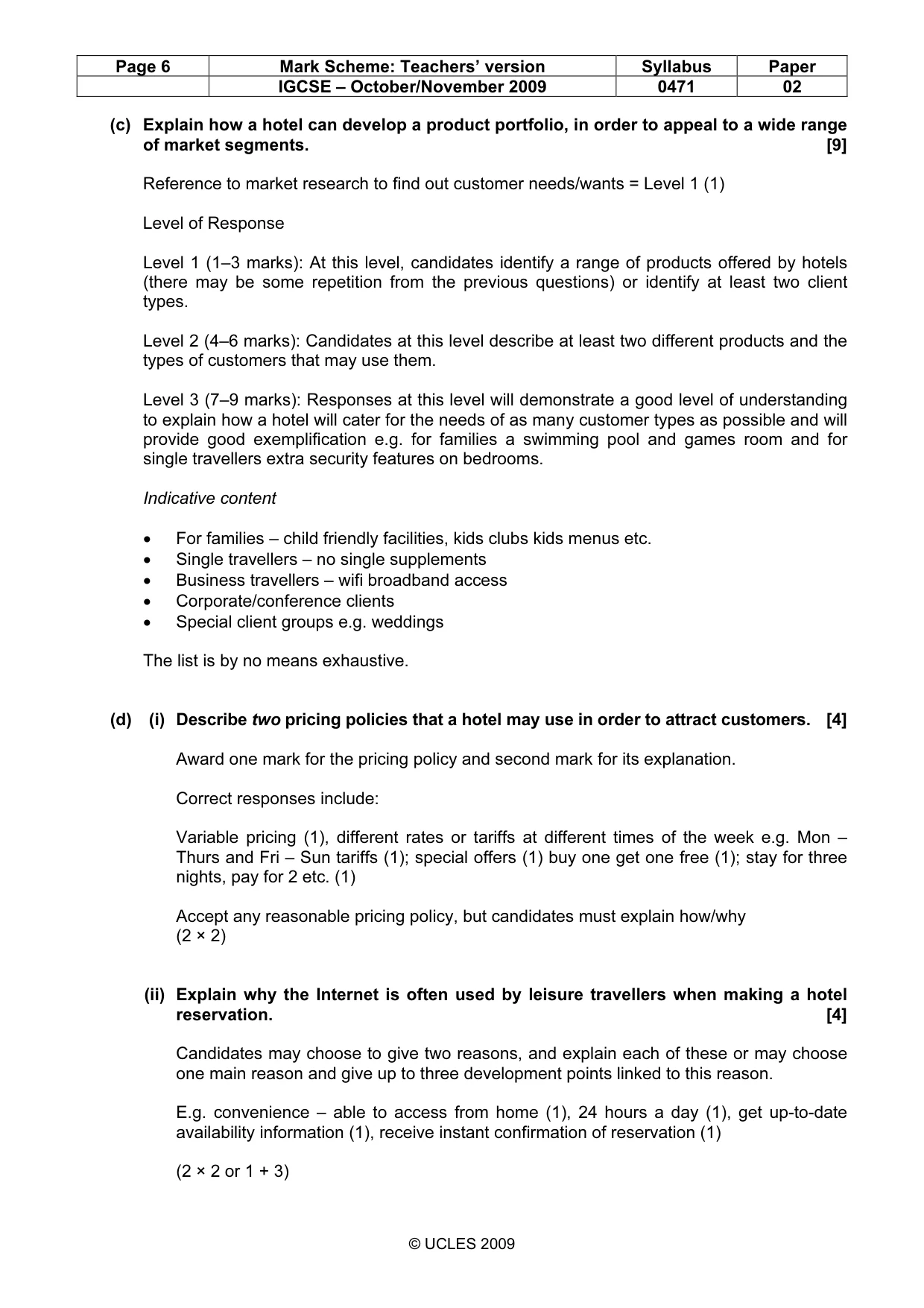 Mark scheme, page 6 of 8