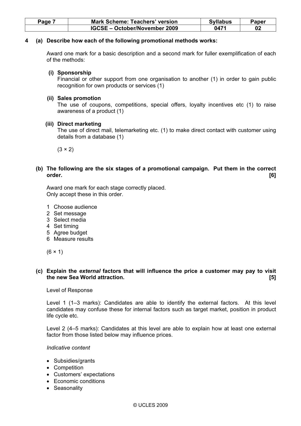 Mark scheme, page 7 of 8