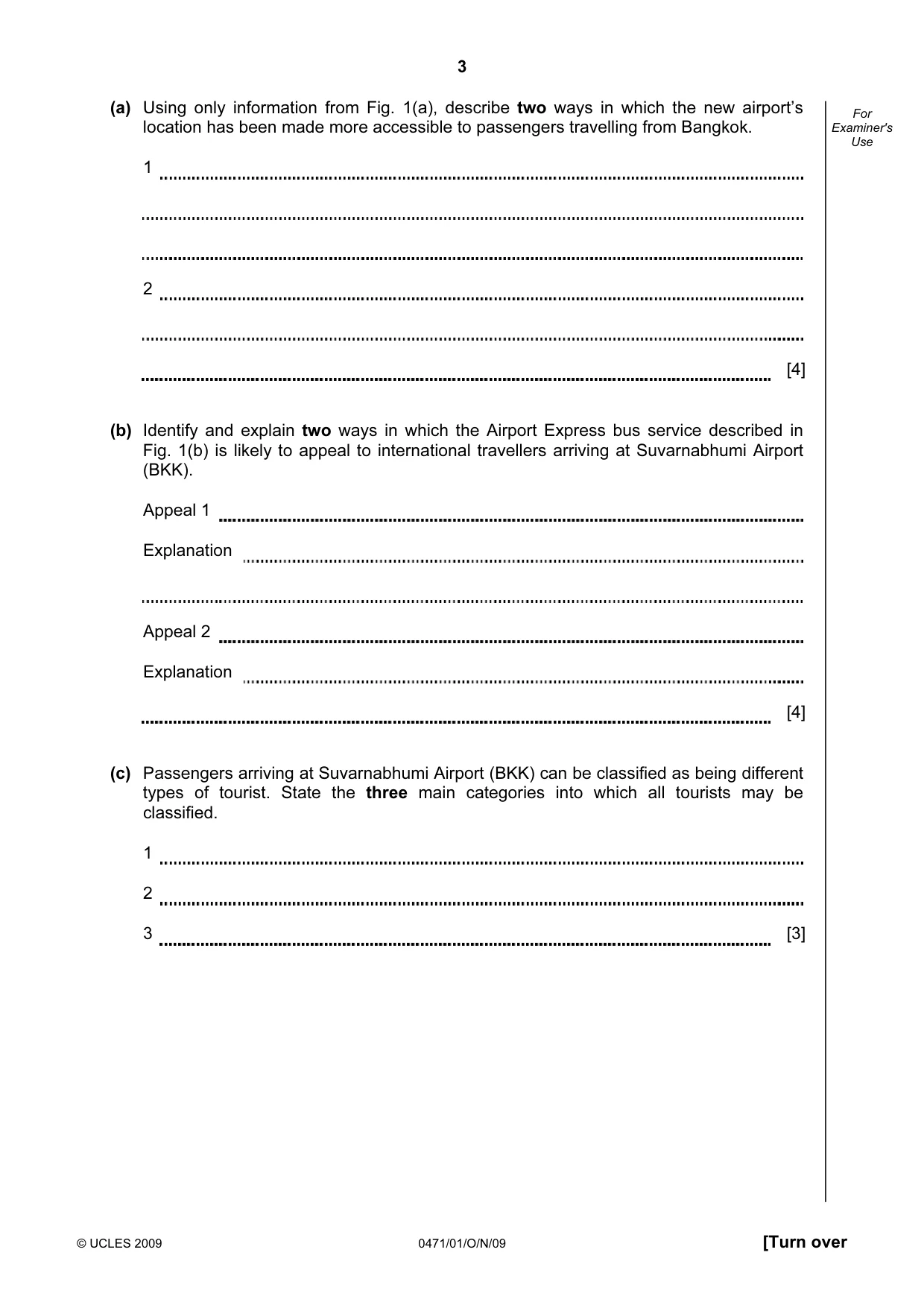 Cambridge IGCSE Travel and Tourism 0471 2009 Oct/Nov Paper 1 · Variant 1 question paper, page 3 of 16