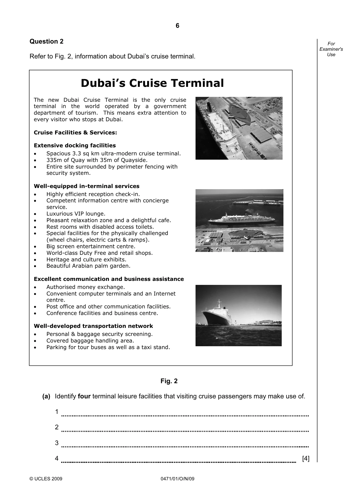 Cambridge IGCSE Travel and Tourism 0471 2009 Oct/Nov Paper 1 · Variant 1 question paper, page 6 of 16
