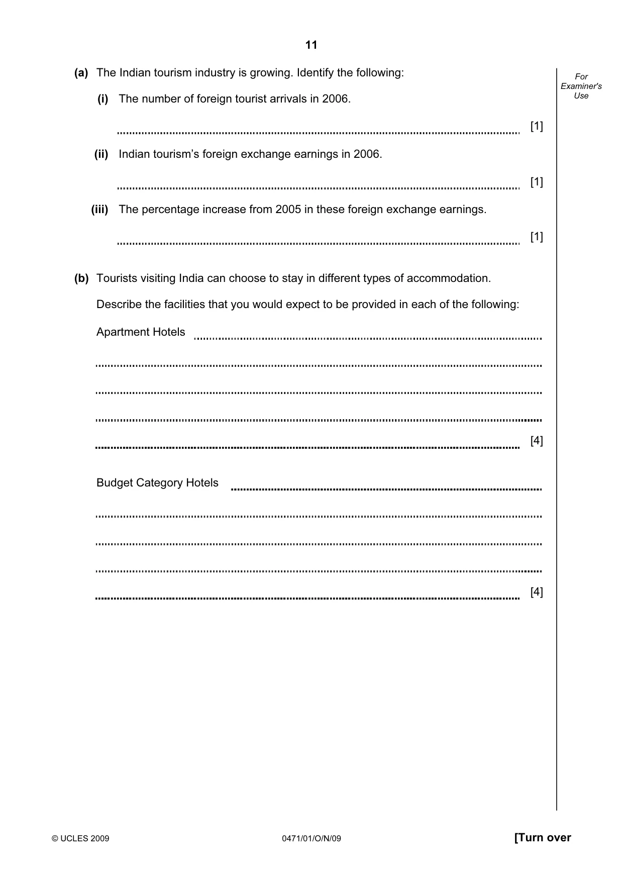 Cambridge IGCSE Travel and Tourism 0471 2009 Oct/Nov Paper 1 · Variant 1 question paper, page 11 of 16