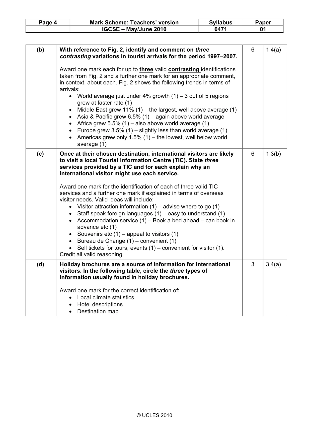 Mark scheme, page 4 of 9