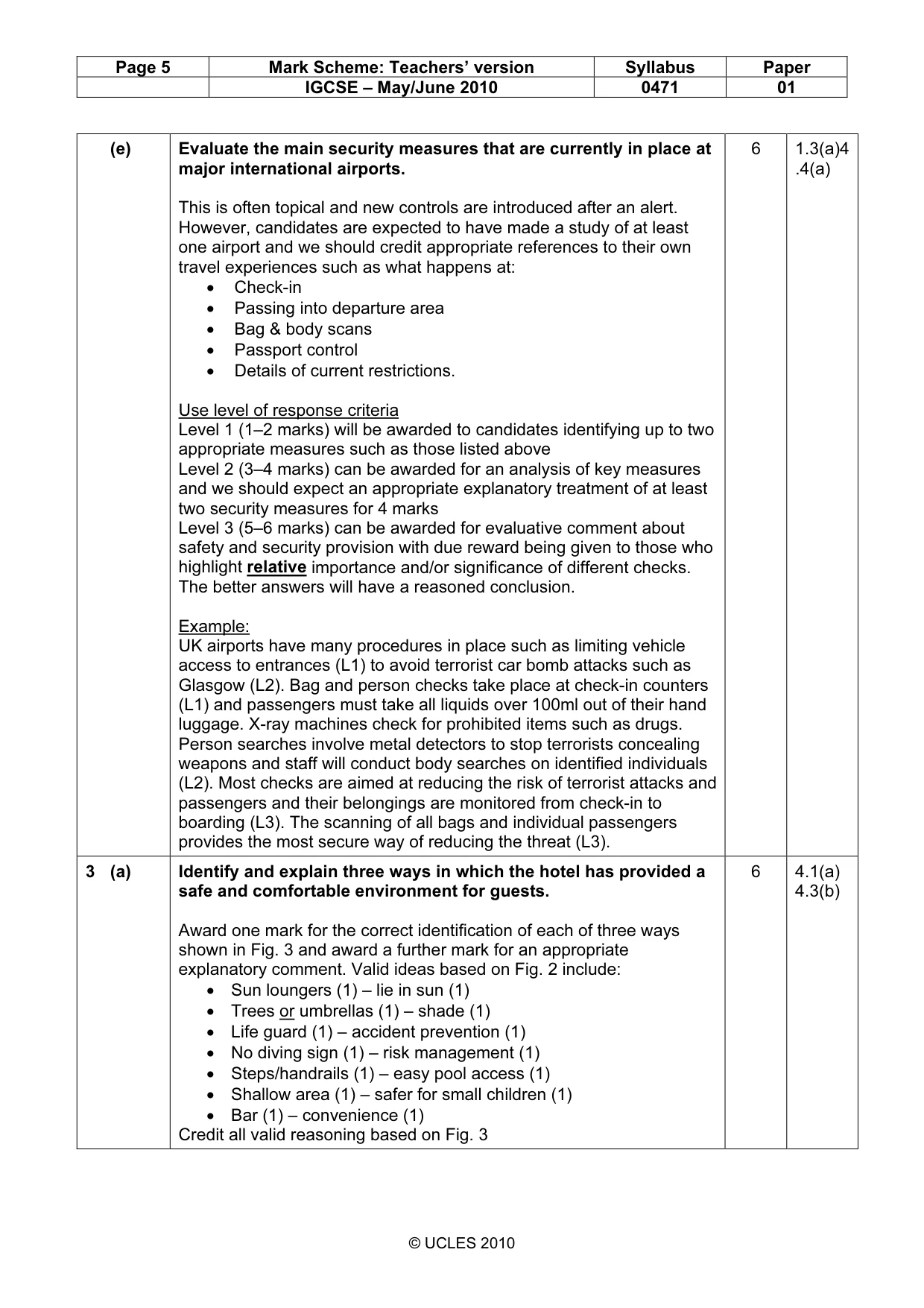 Mark scheme, page 5 of 9