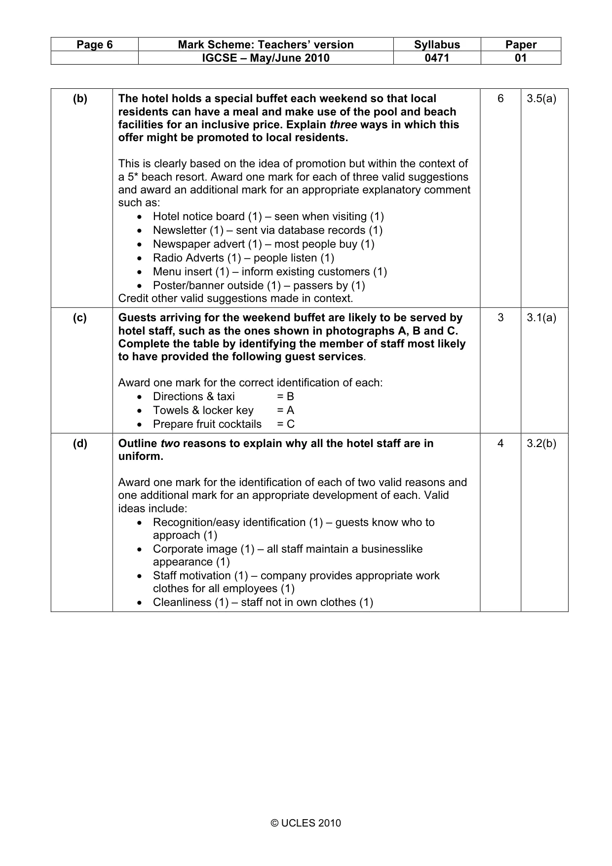 Mark scheme, page 6 of 9