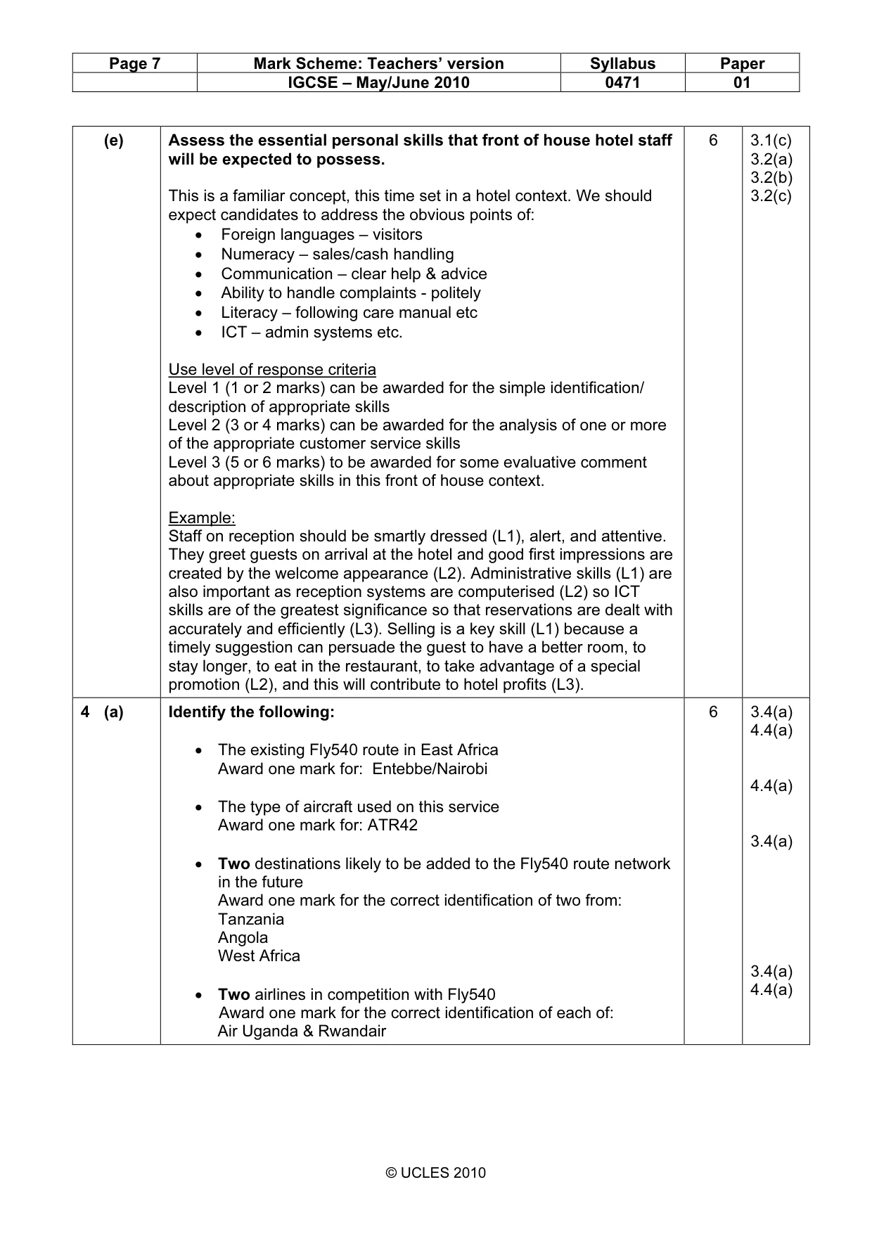 Mark scheme, page 7 of 9