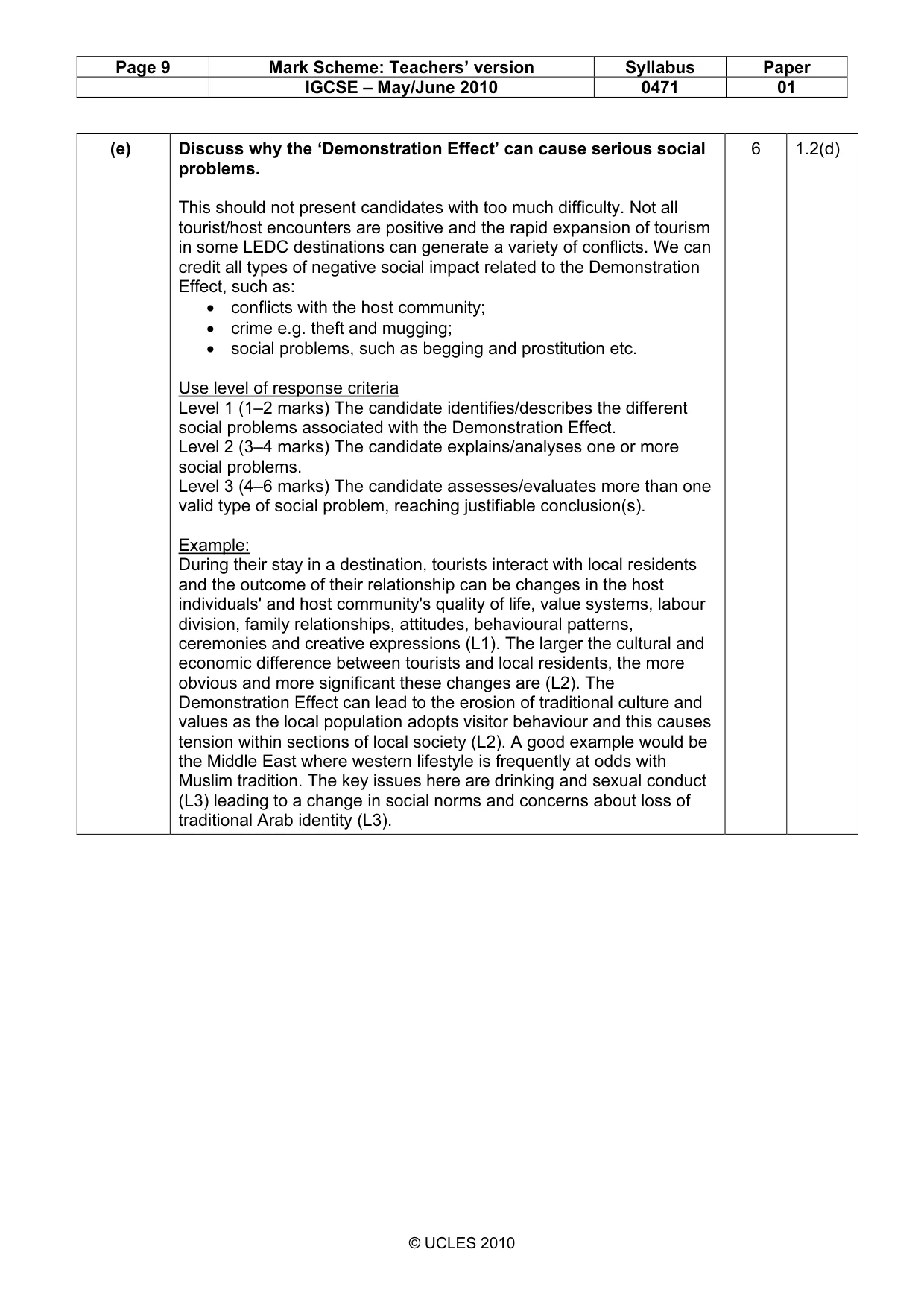 Mark scheme, page 9 of 9