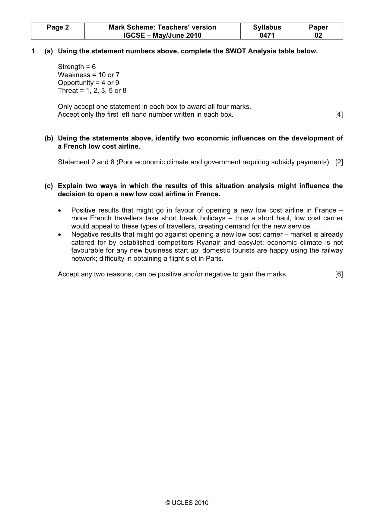 Mark scheme, page 2 of 9