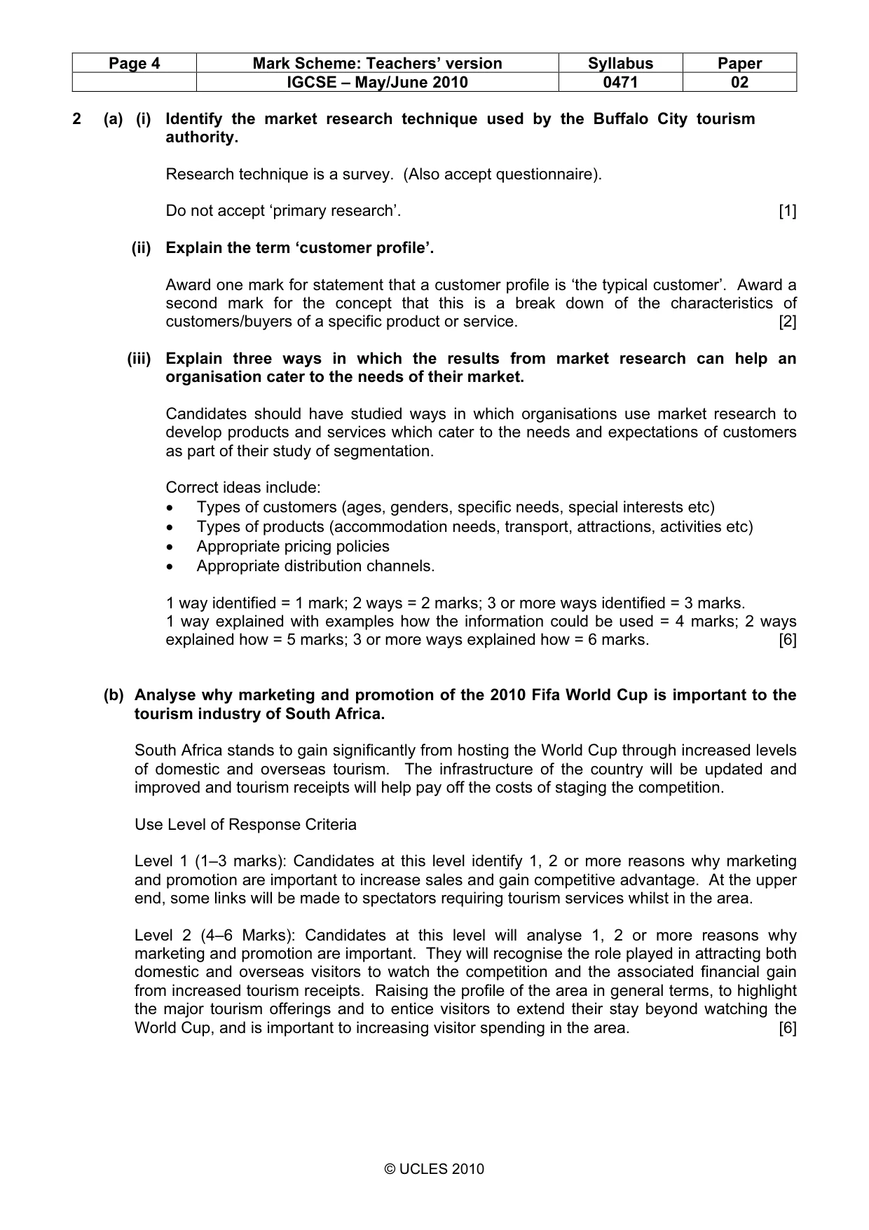 Mark scheme, page 4 of 9