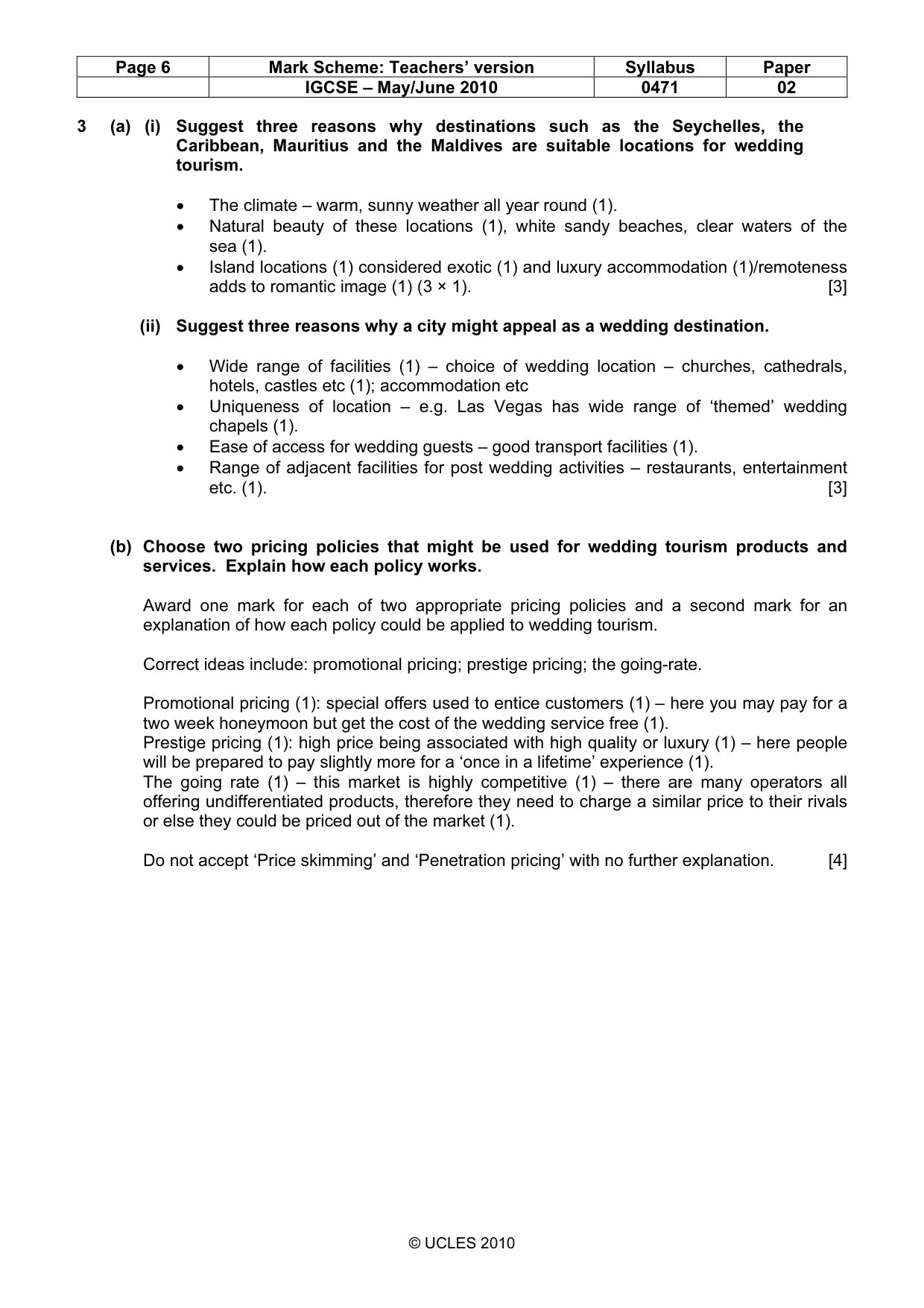 Mark scheme, page 6 of 9