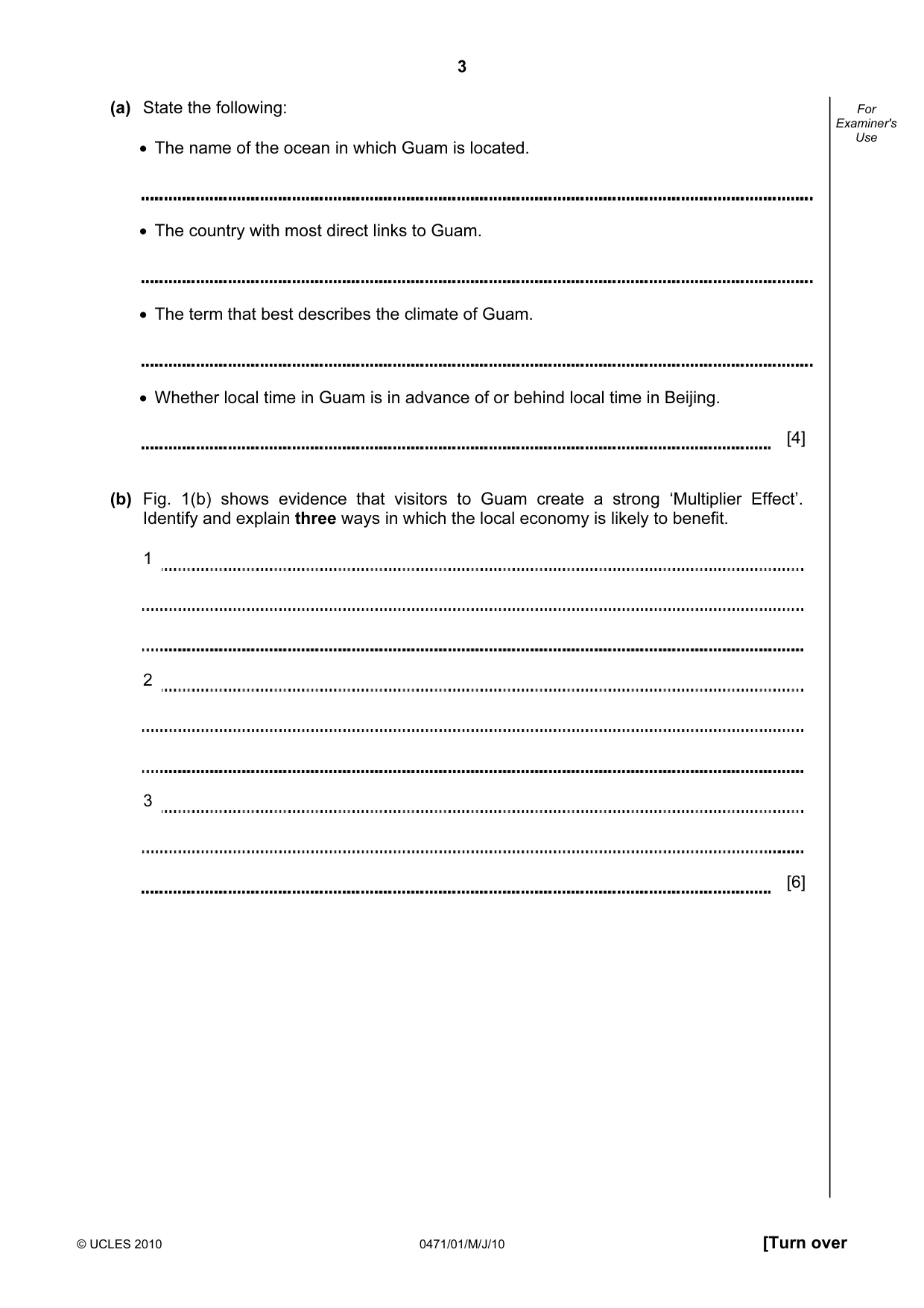 Cambridge IGCSE Travel and Tourism 0471 2010 May/June Paper 1 · Variant 1 question paper, page 3 of 16
