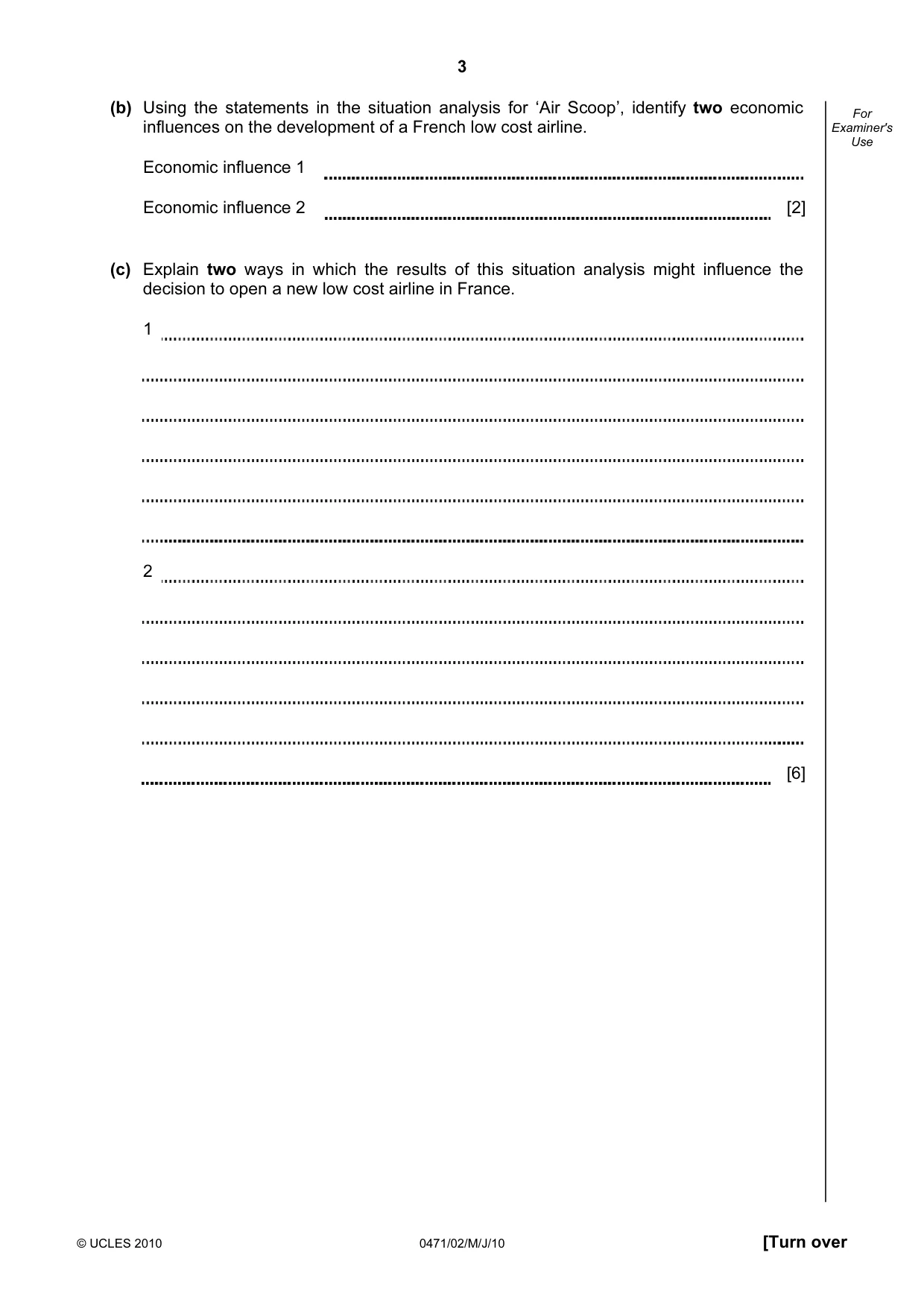 Cambridge IGCSE Travel and Tourism 0471 2010 May/June Paper 2 · Variant 1 question paper, page 3 of 16
