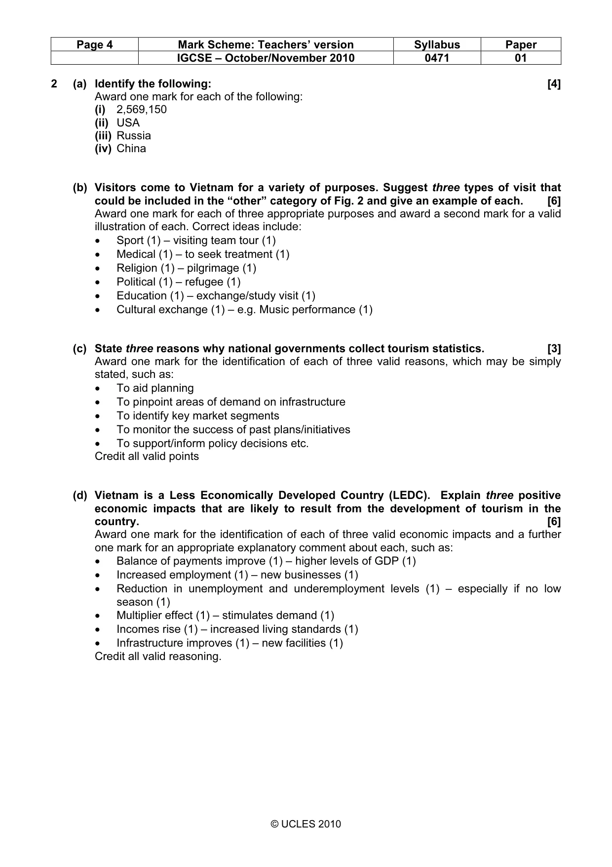 Mark scheme, page 4 of 9