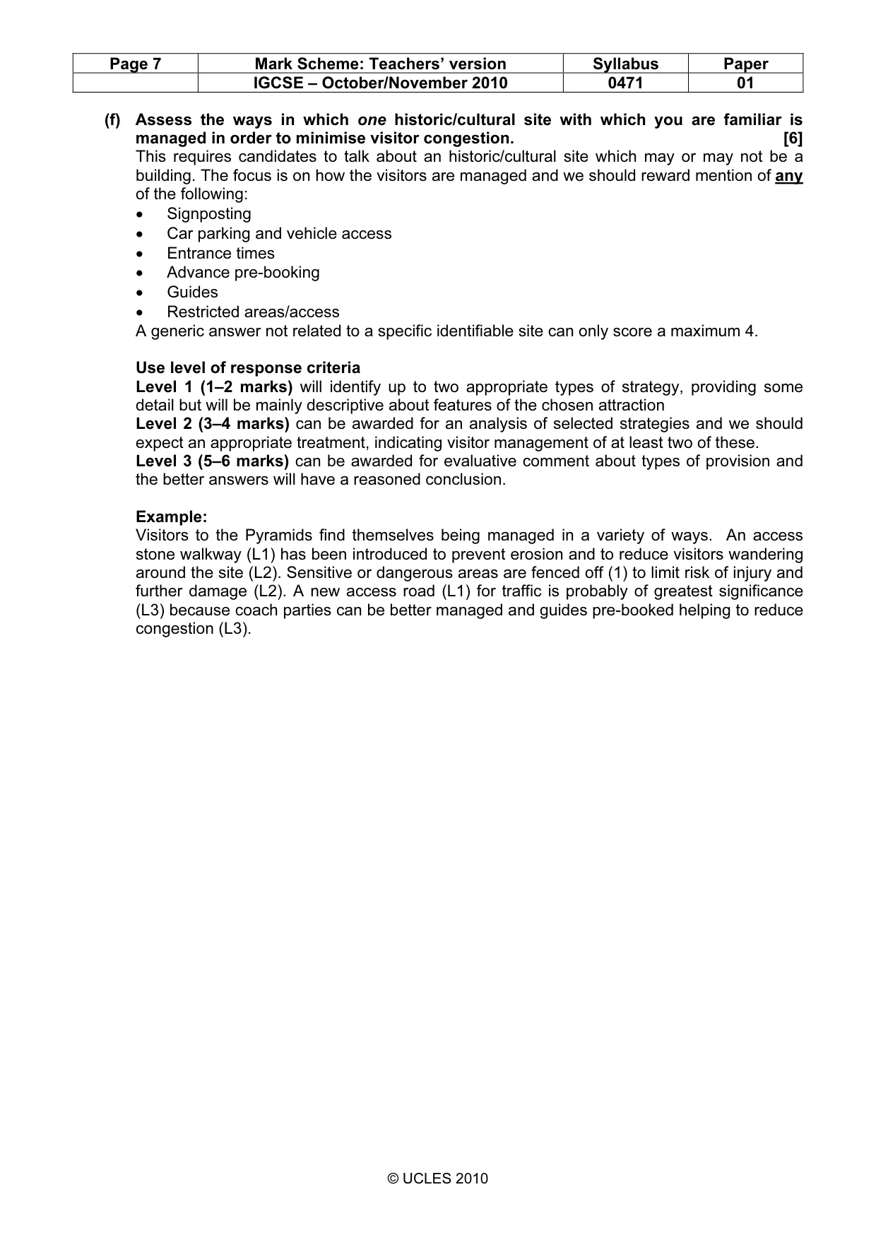 Mark scheme, page 7 of 9