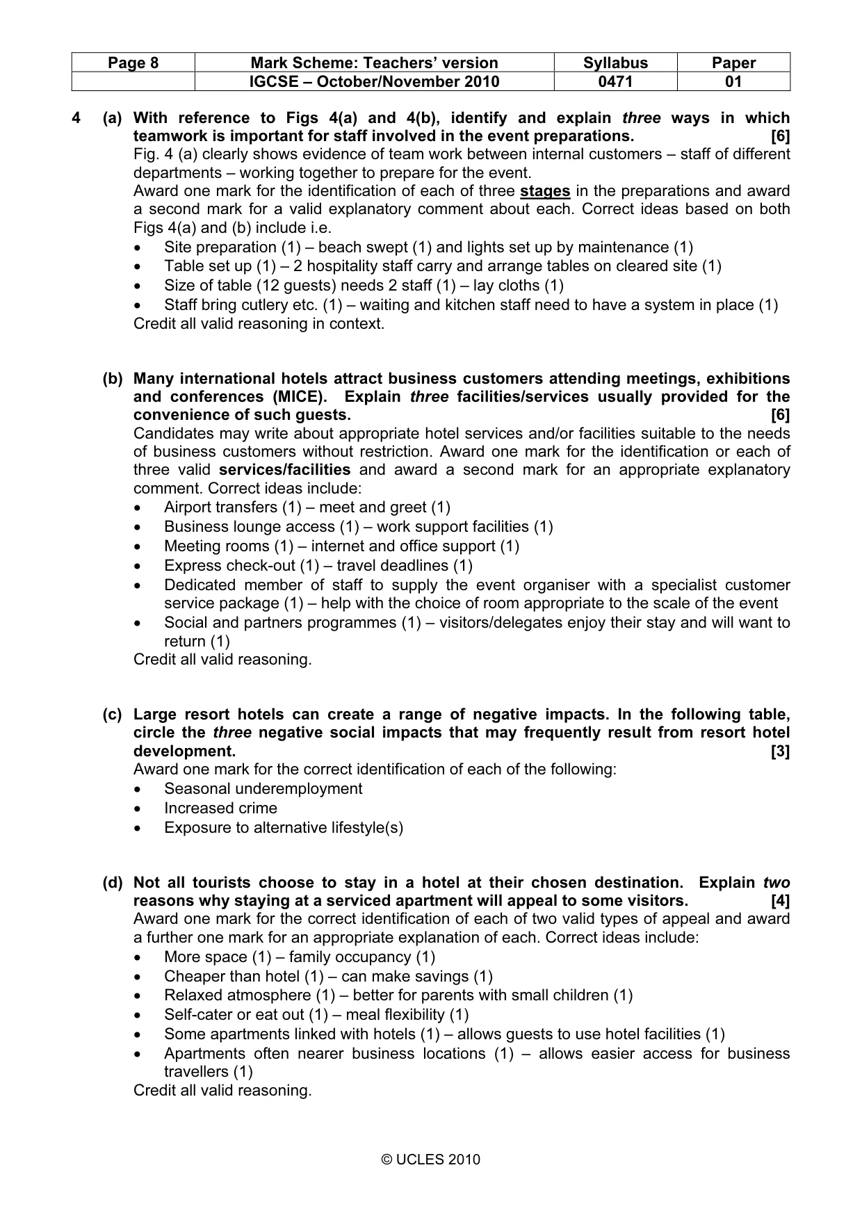 Mark scheme, page 8 of 9