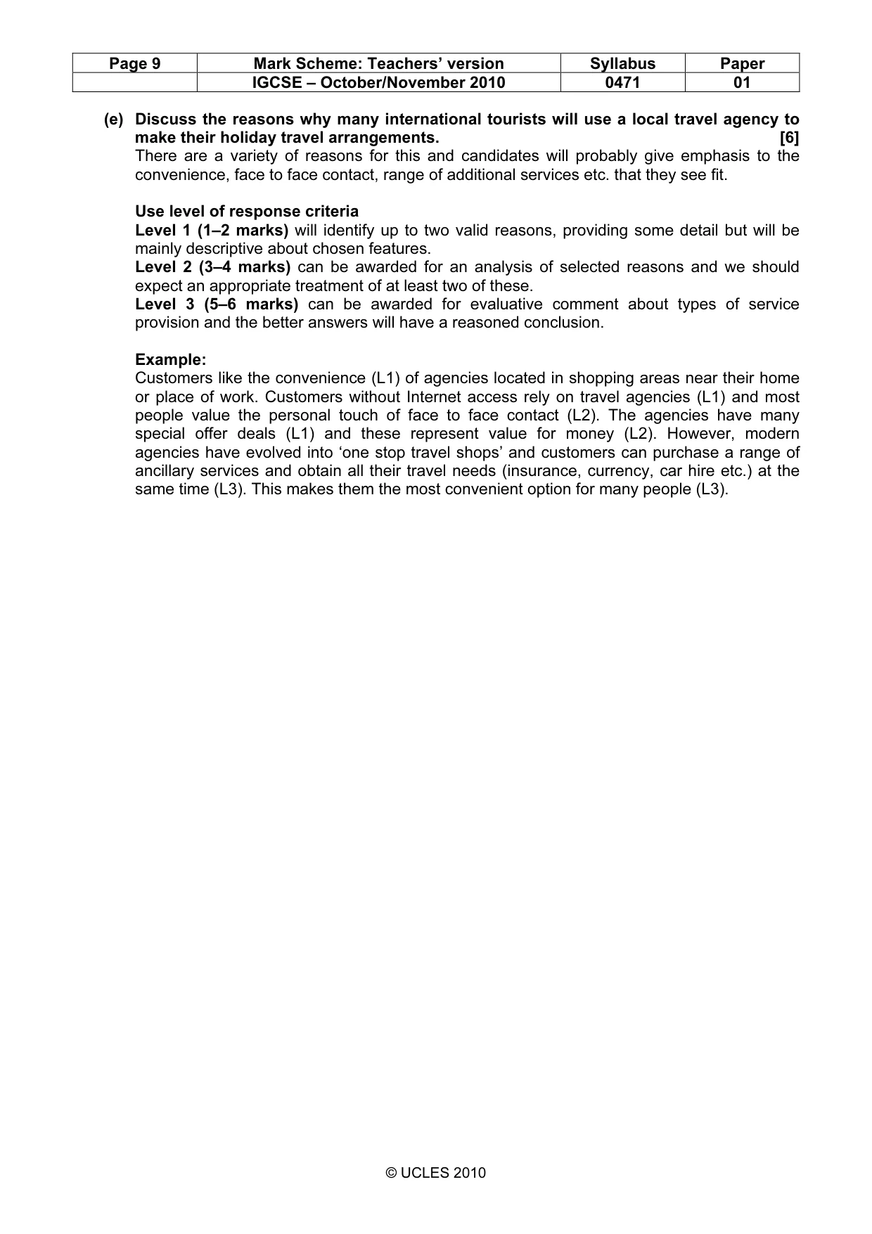 Mark scheme, page 9 of 9