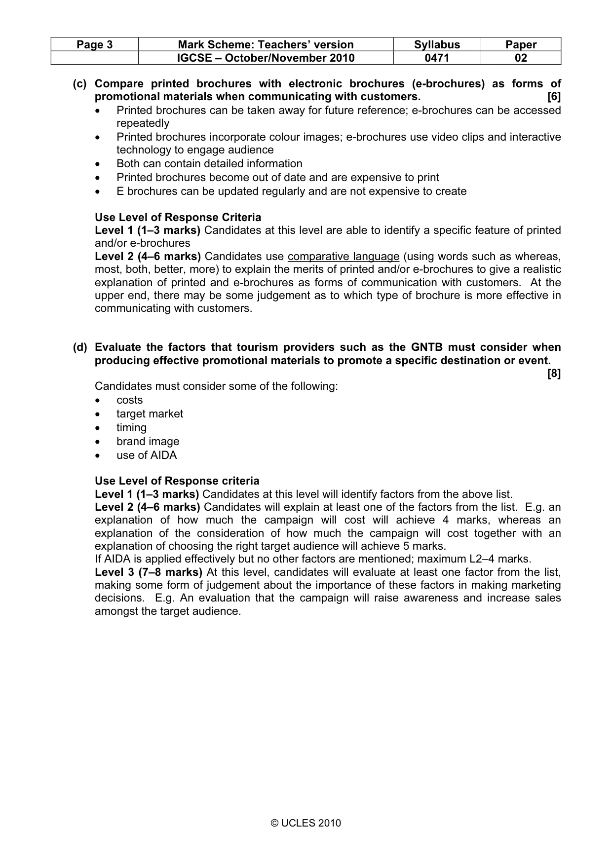 Mark scheme, page 3 of 8