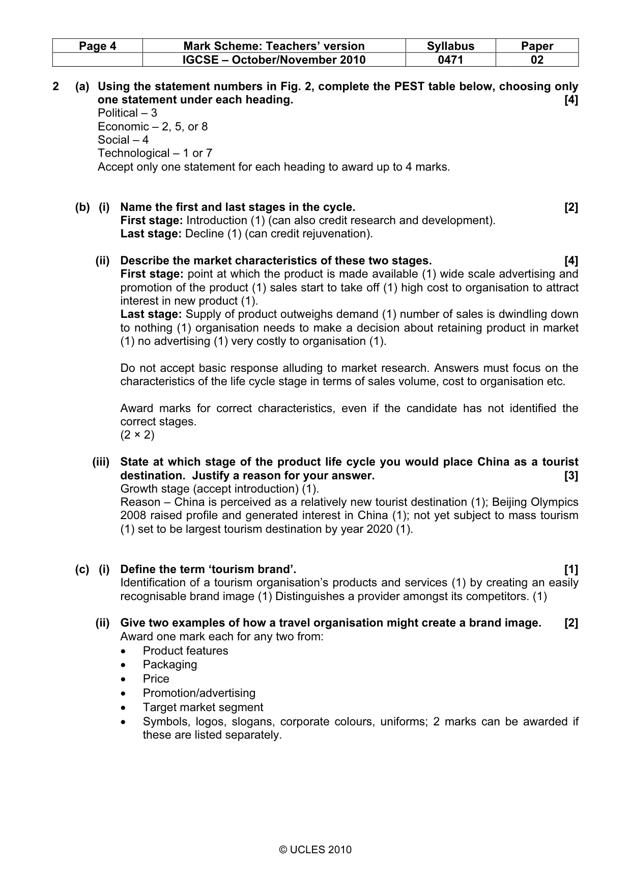 Mark scheme, page 4 of 8