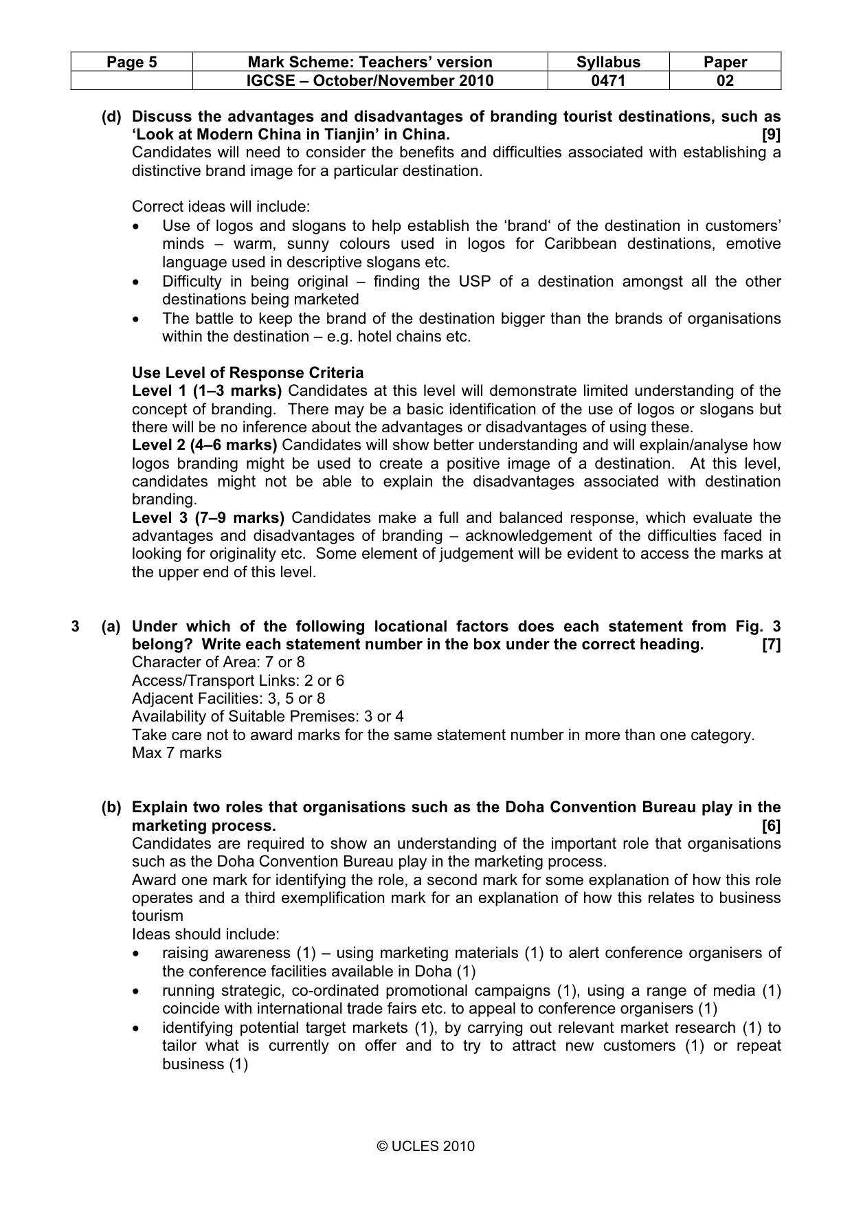 Mark scheme, page 5 of 8