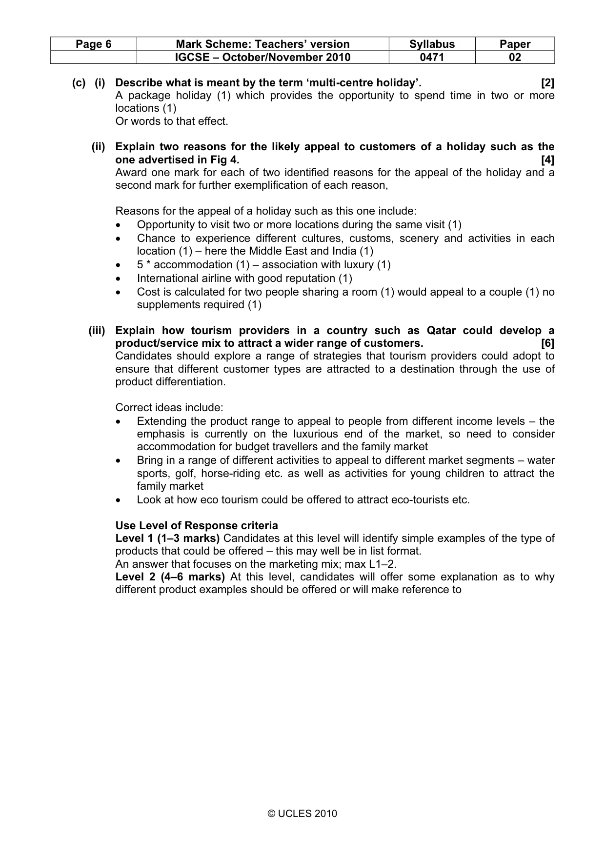 Mark scheme, page 6 of 8