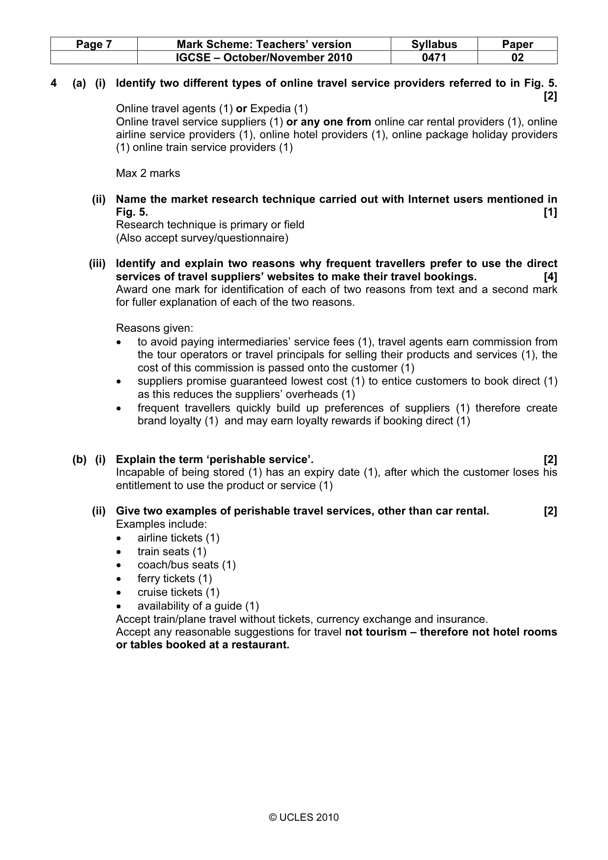 Mark scheme, page 7 of 8