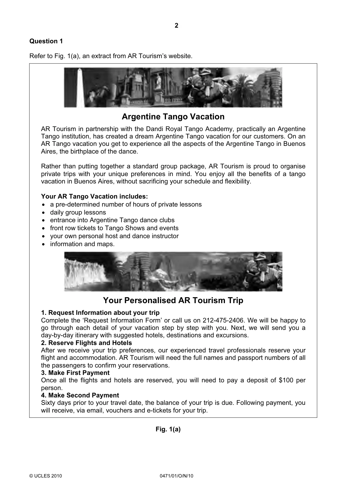 Cambridge IGCSE Travel and Tourism 0471 2010 Oct/Nov Paper 1 · Variant 1 question paper, page 2 of 20