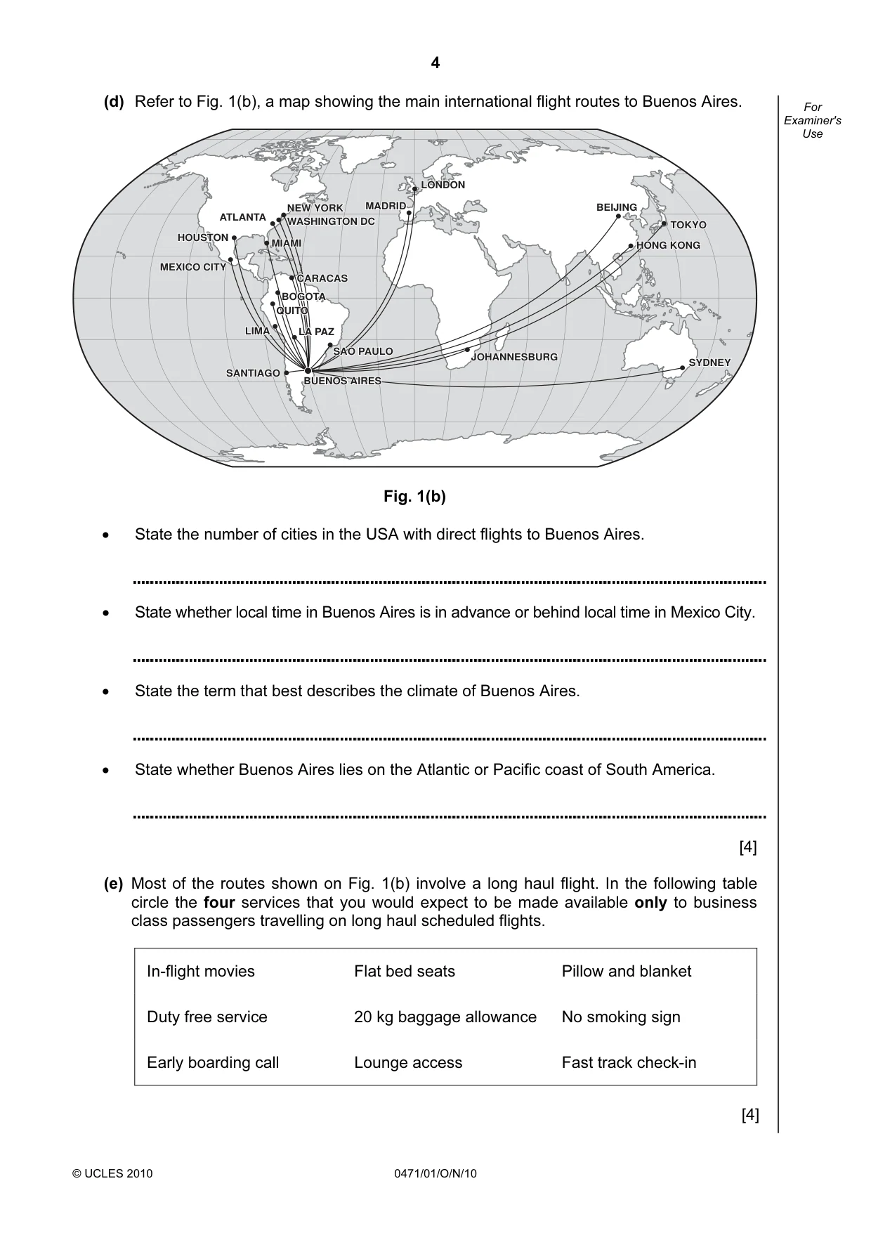 Cambridge IGCSE Travel and Tourism 0471 2010 Oct/Nov Paper 1 · Variant 1 question paper, page 4 of 20
