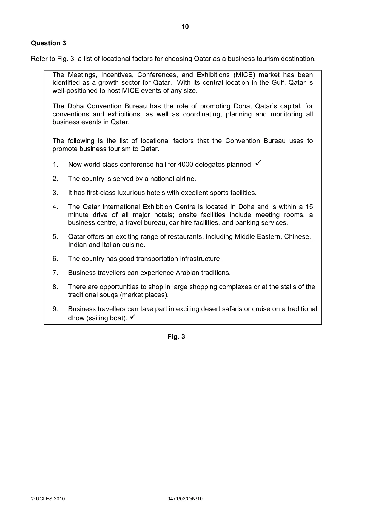 Cambridge IGCSE Travel and Tourism 0471 2010 Oct/Nov Paper 2 · Variant 1 question paper, page 10 of 20