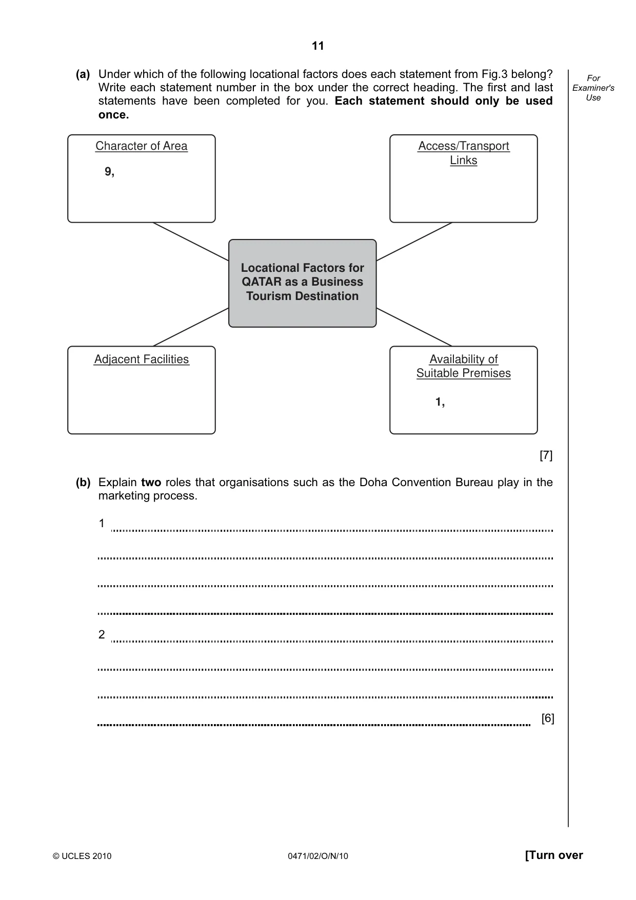 Cambridge IGCSE Travel and Tourism 0471 2010 Oct/Nov Paper 2 · Variant 1 question paper, page 11 of 20