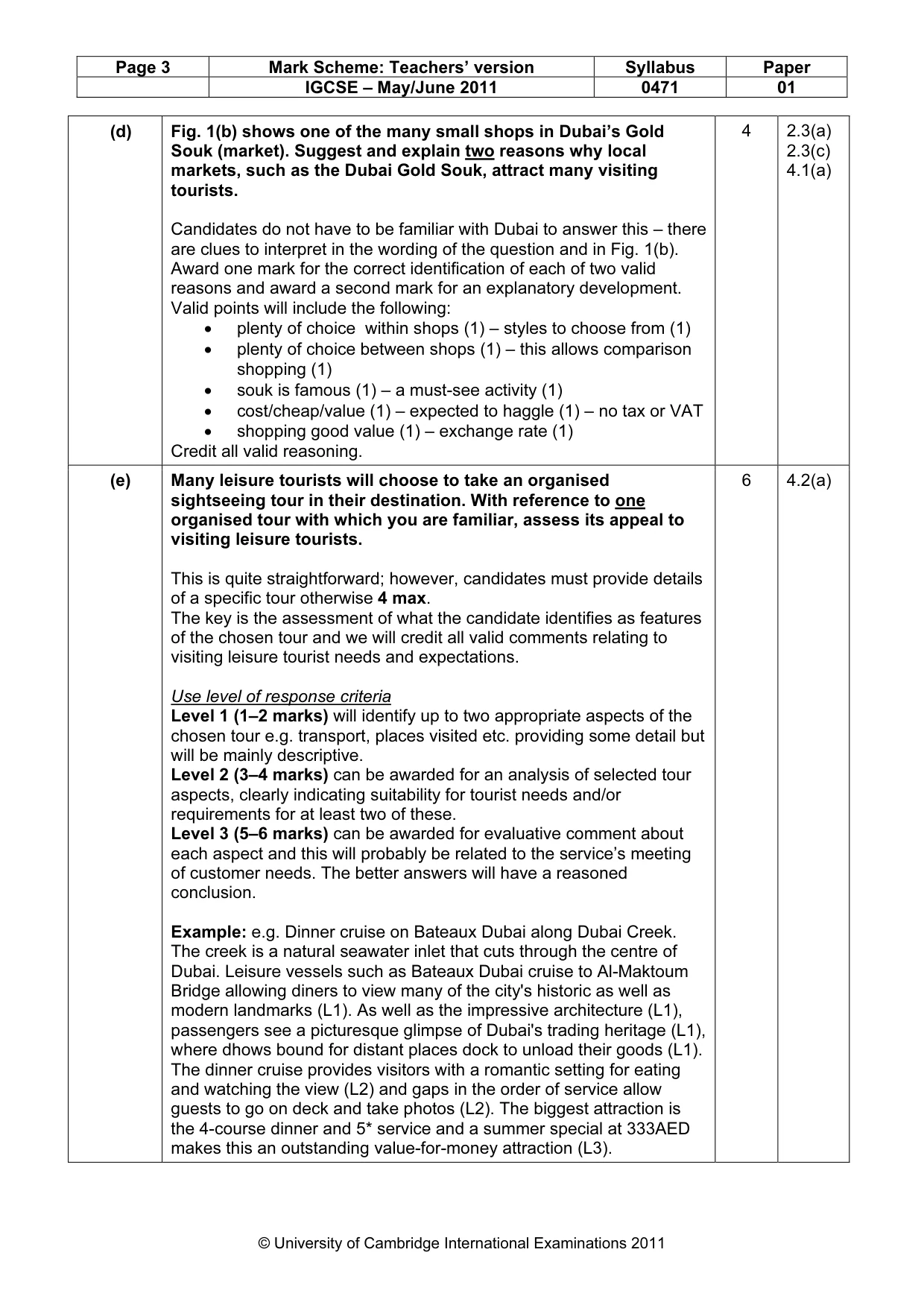 Mark scheme, page 3 of 11
