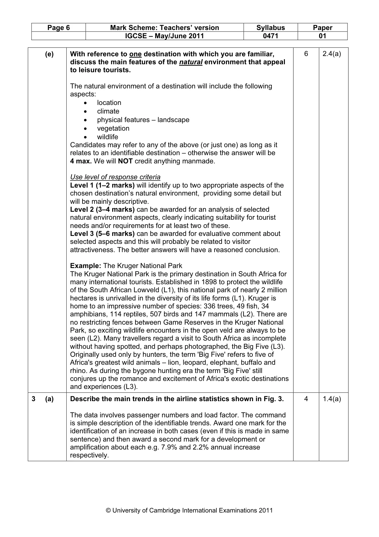 Mark scheme, page 6 of 11