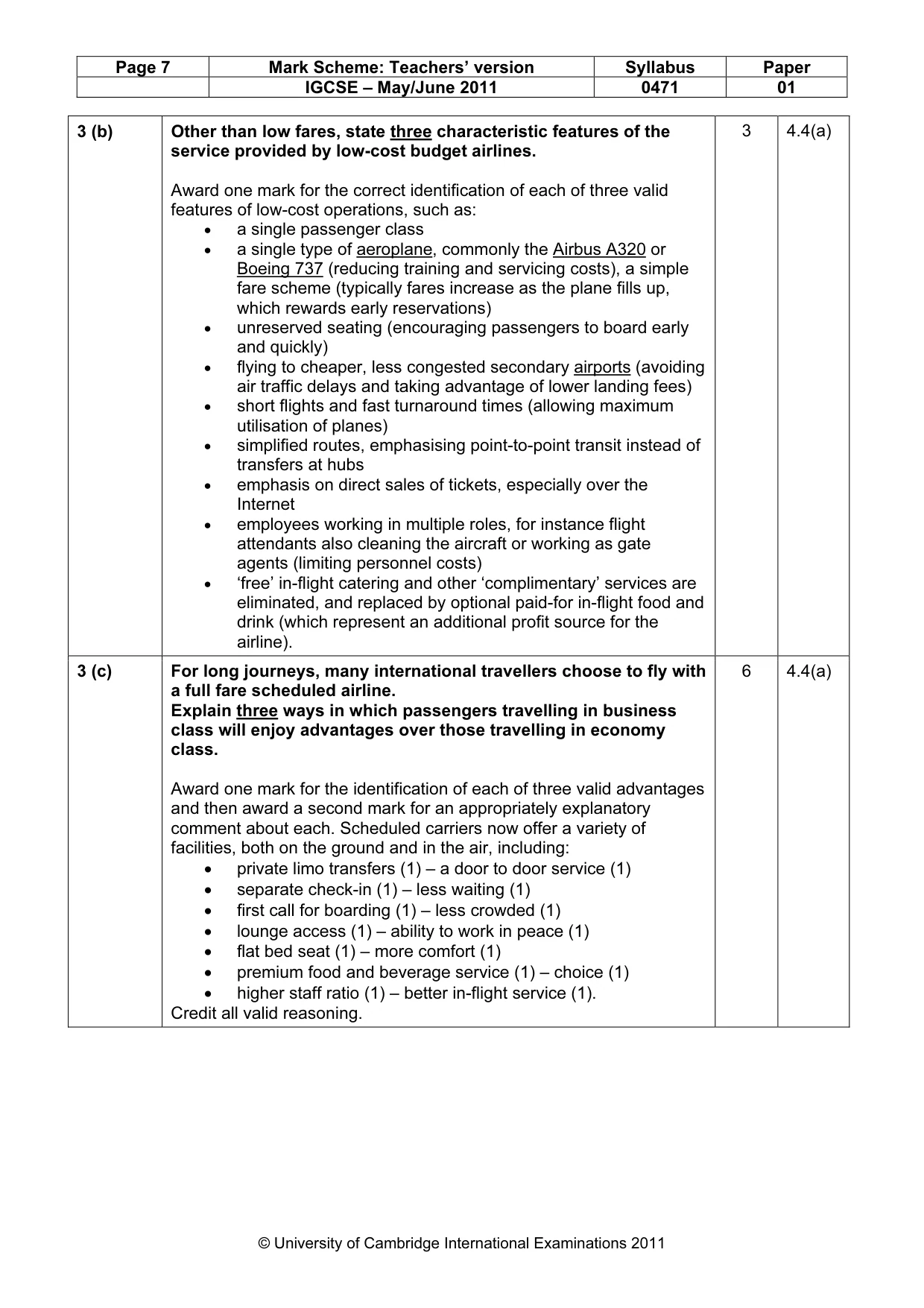 Mark scheme, page 7 of 11